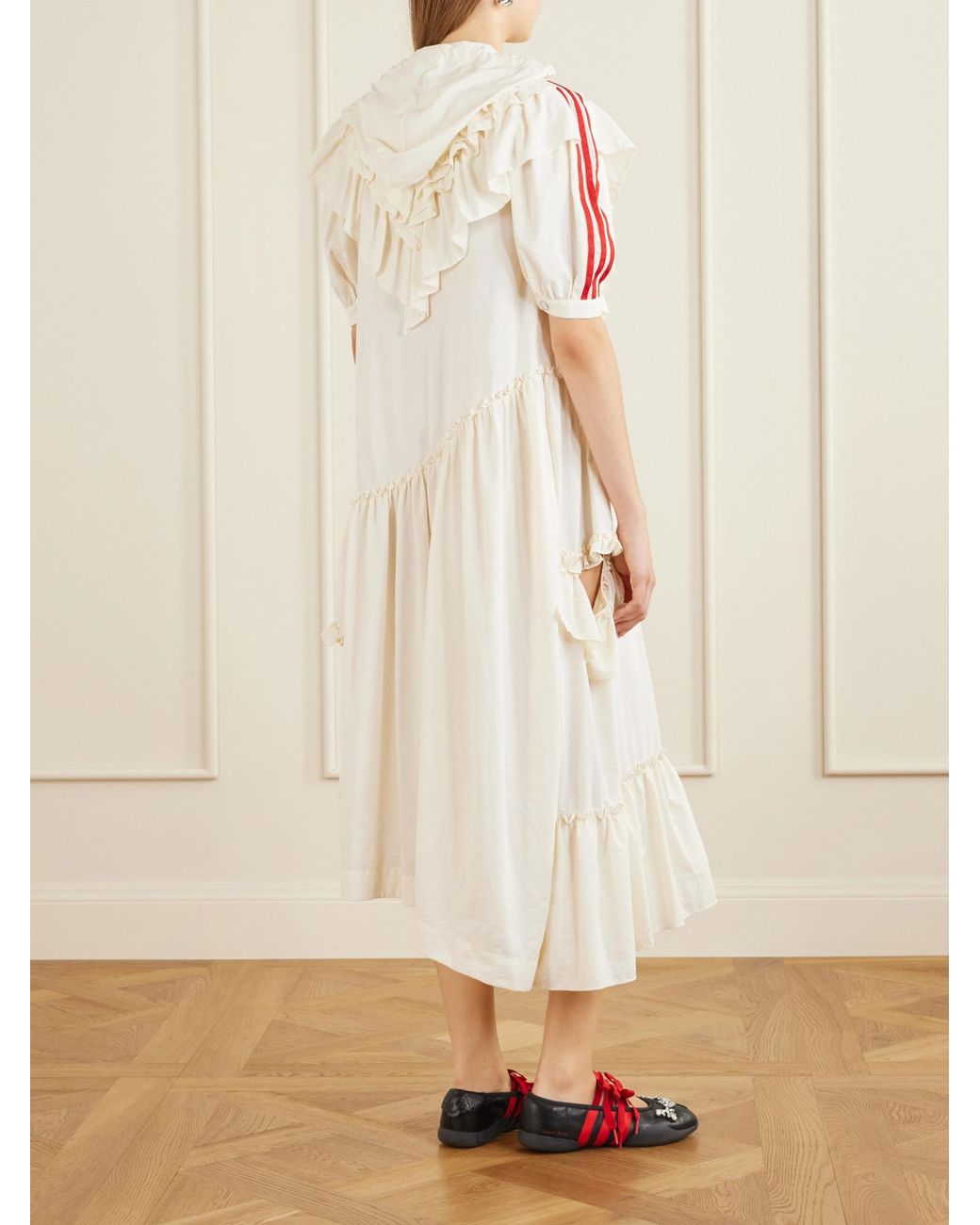 Simone Rocha Logo-Embroidered Asymmetric Ruffled Jersey Hooded Midi ...