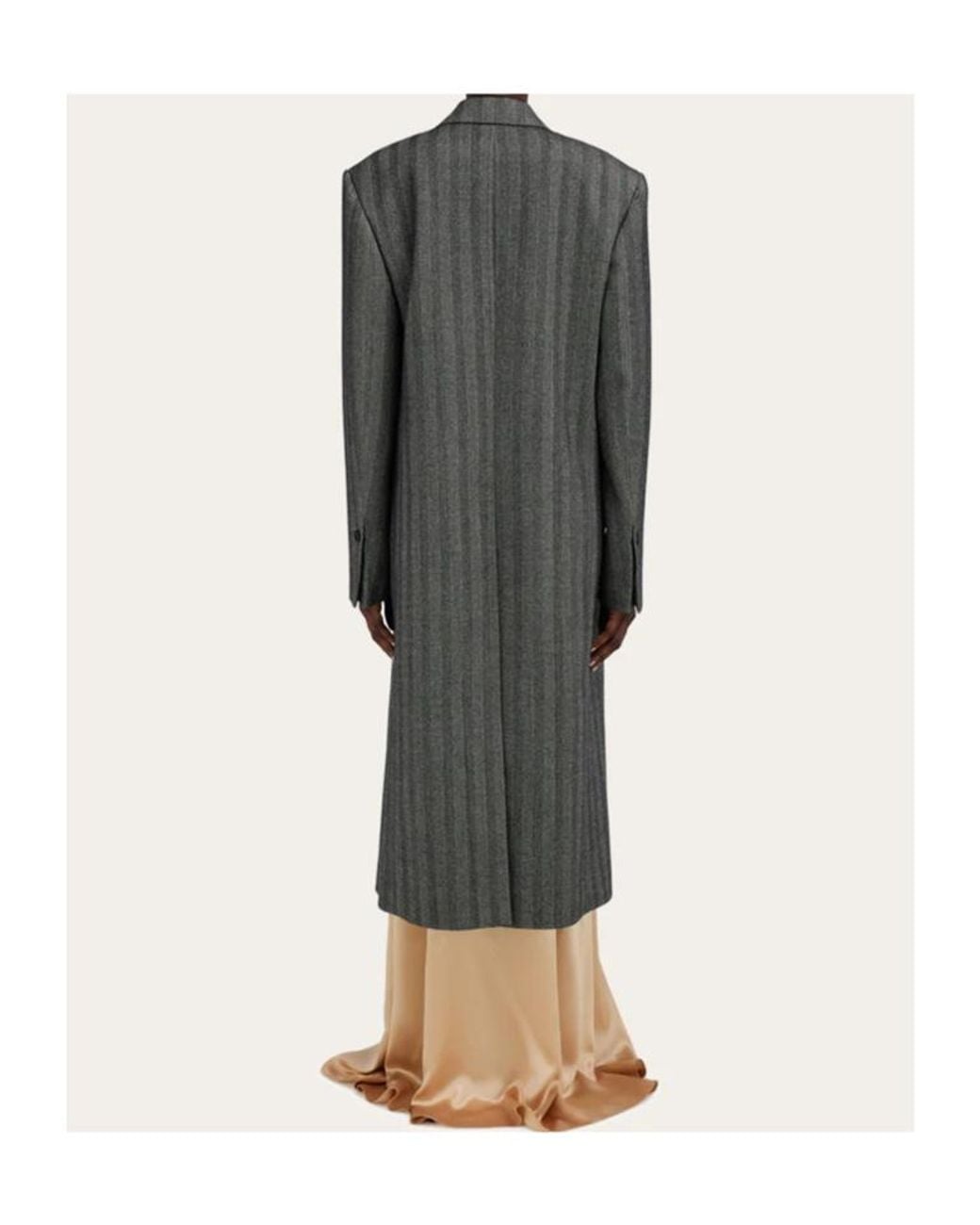 Ferragamo Gray Ferragamo Oversized Double Breasted Chevron Coat