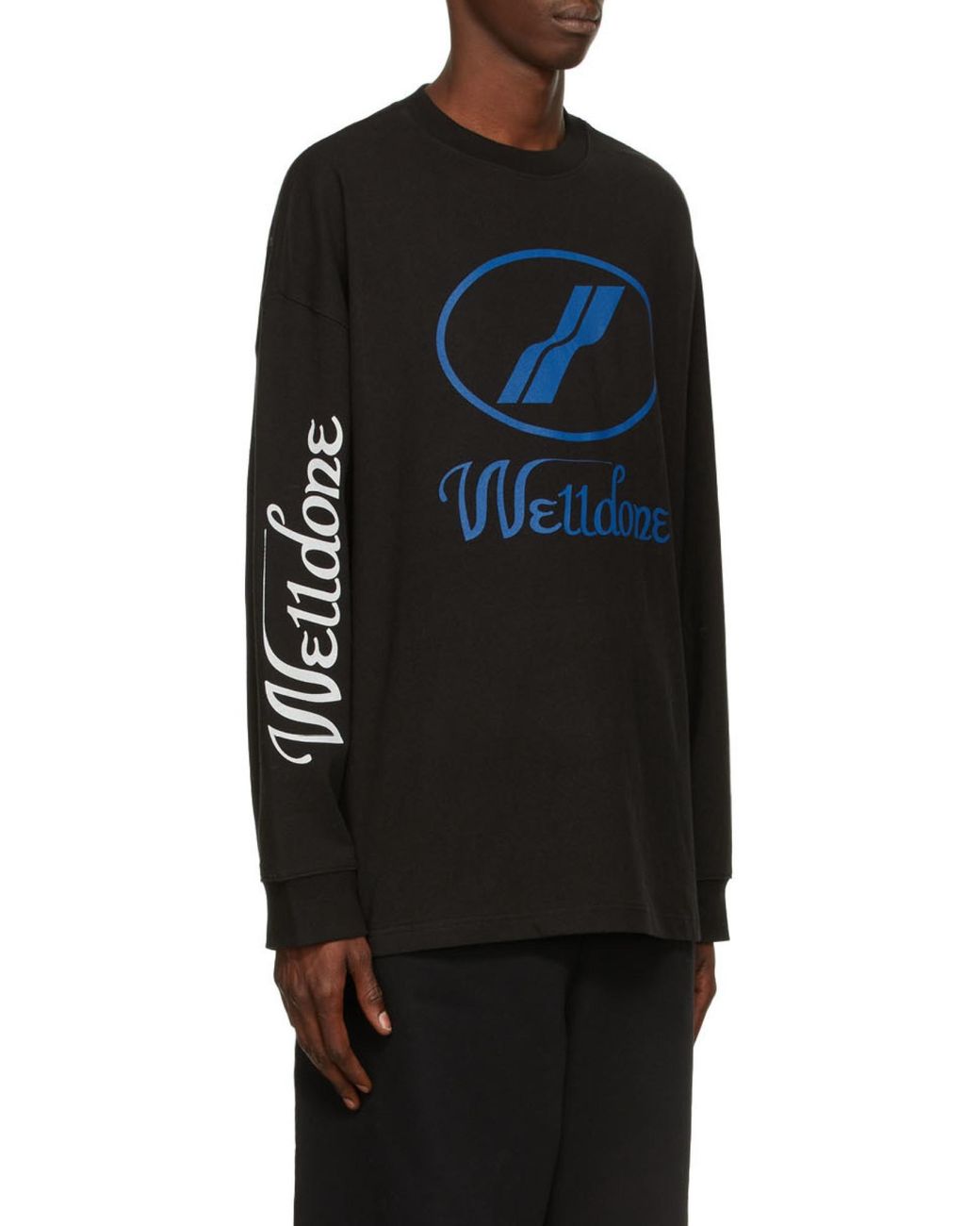 we11done Black Oversized Logo Sweatshirt for men