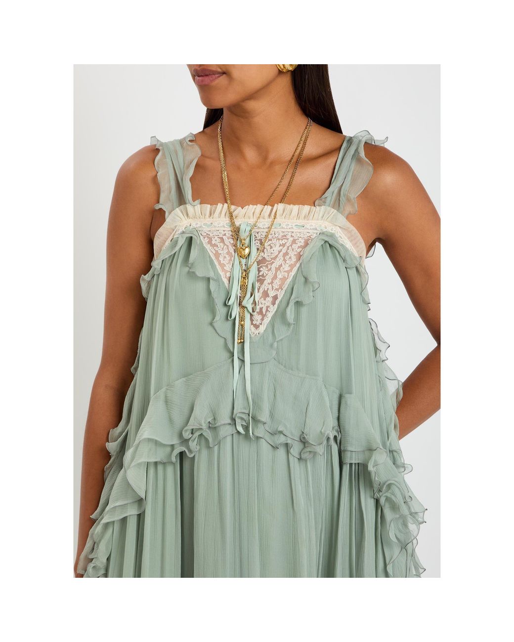 Chloé Green Ruffled Dress