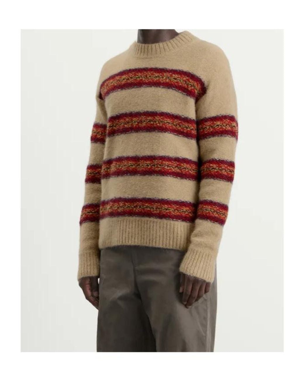 Dries Van Noten Brown Striped Sweater With Circular Patterns for men