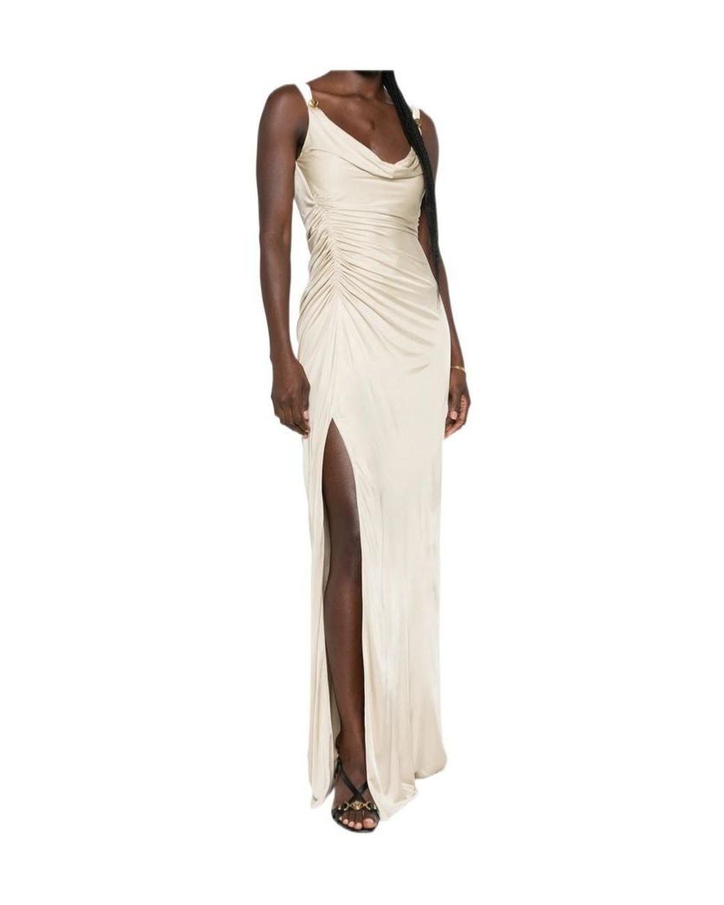 Versace Natural Slit-Detailed Maxi Dress