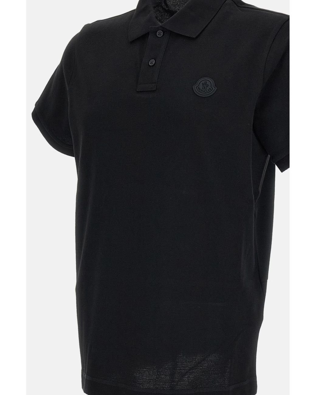 Moncler Black Logo Patch Short-Sleeved Polo Shirt for men