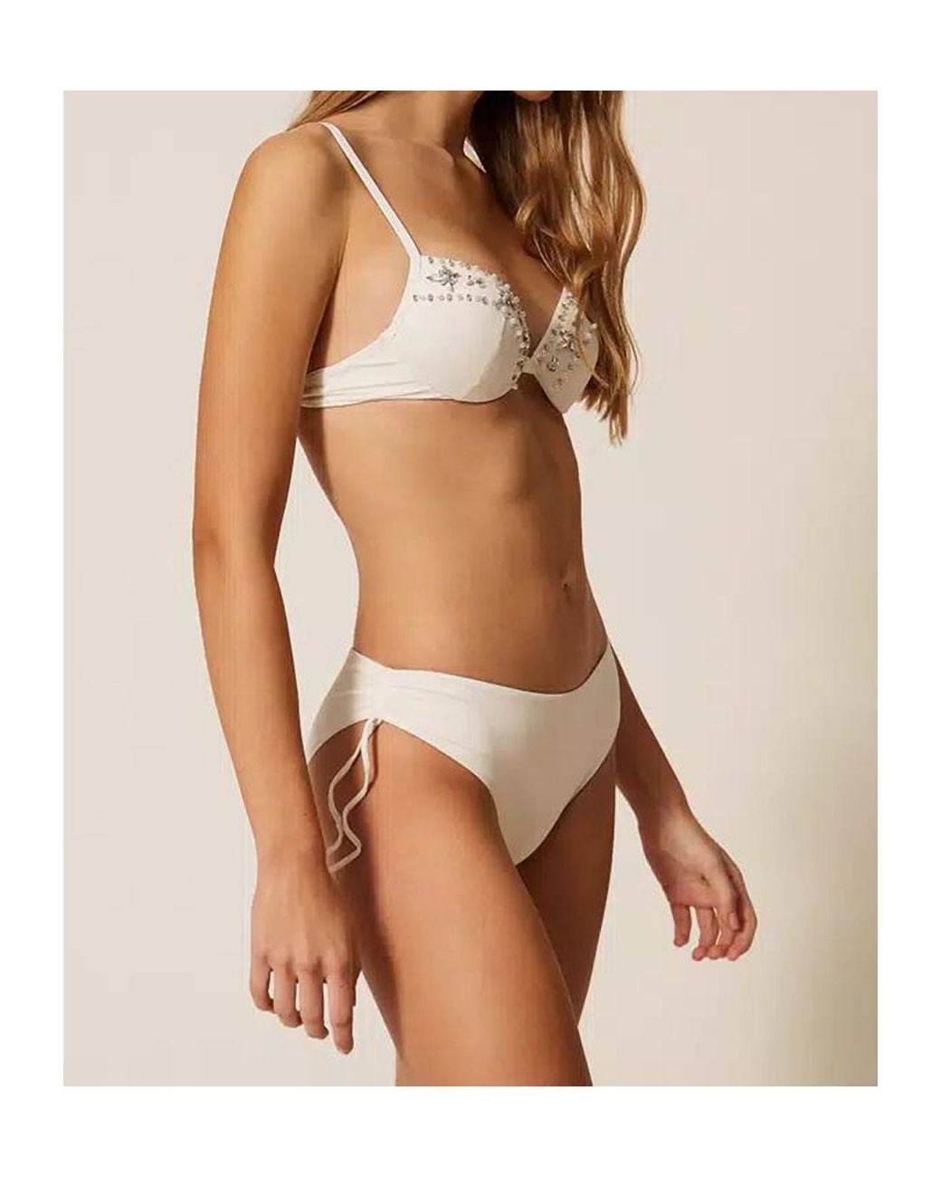 Twinset White Drawstring Bikini Bottom