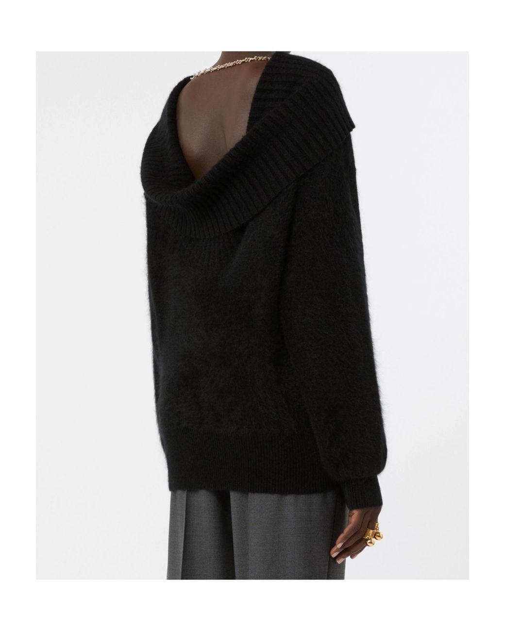 Sportmax Black Brushed Wool Sweater With A Low-Cut Back