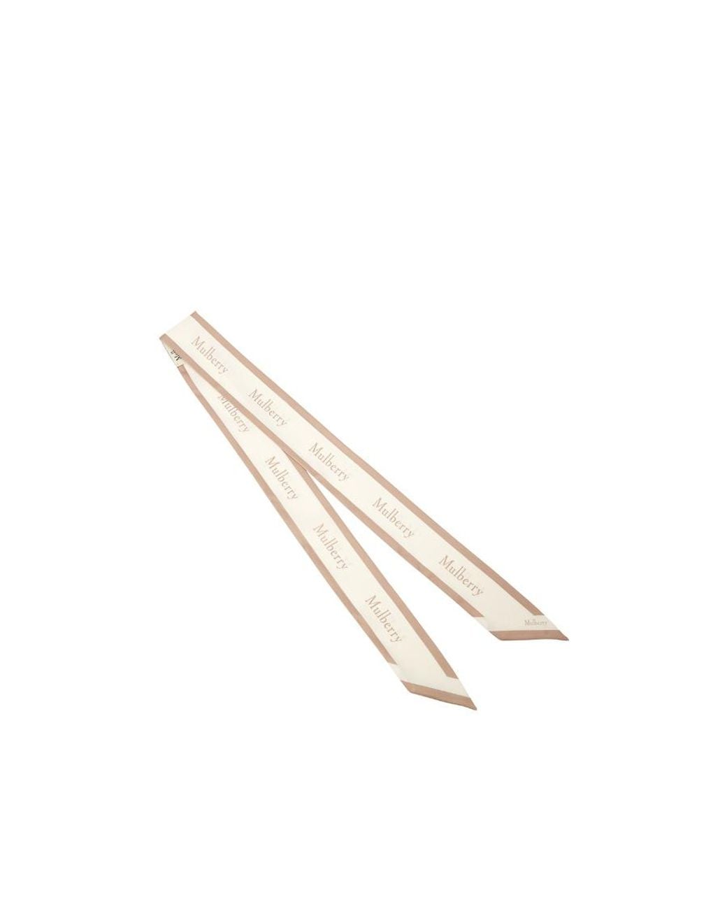 Mulberry Natural Logo-Border Skinny Scarf