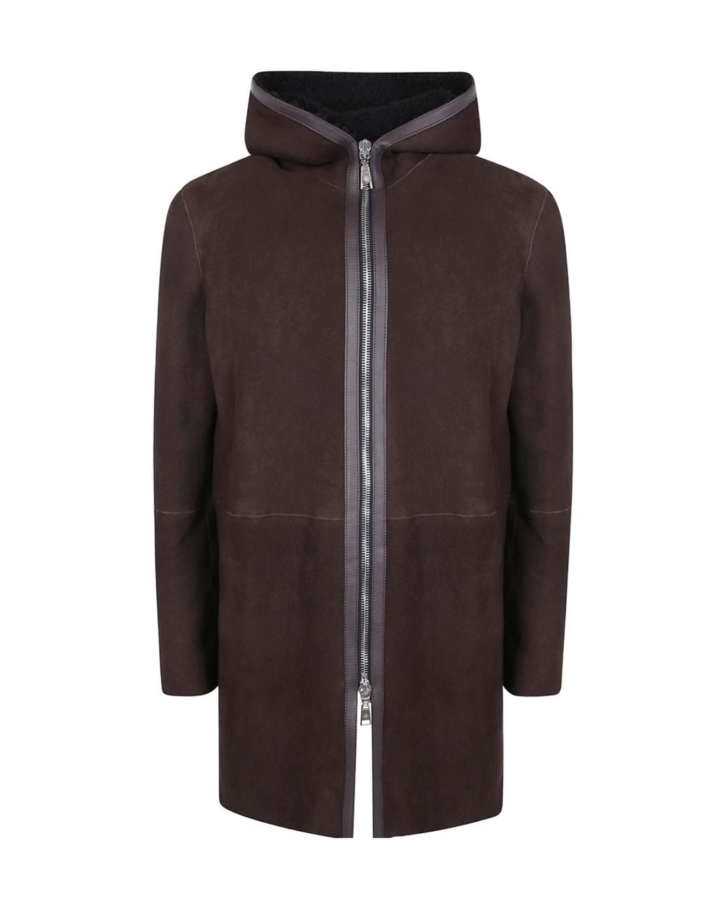 Tagliatore Brown Wilson Hooded Zip Coat for men