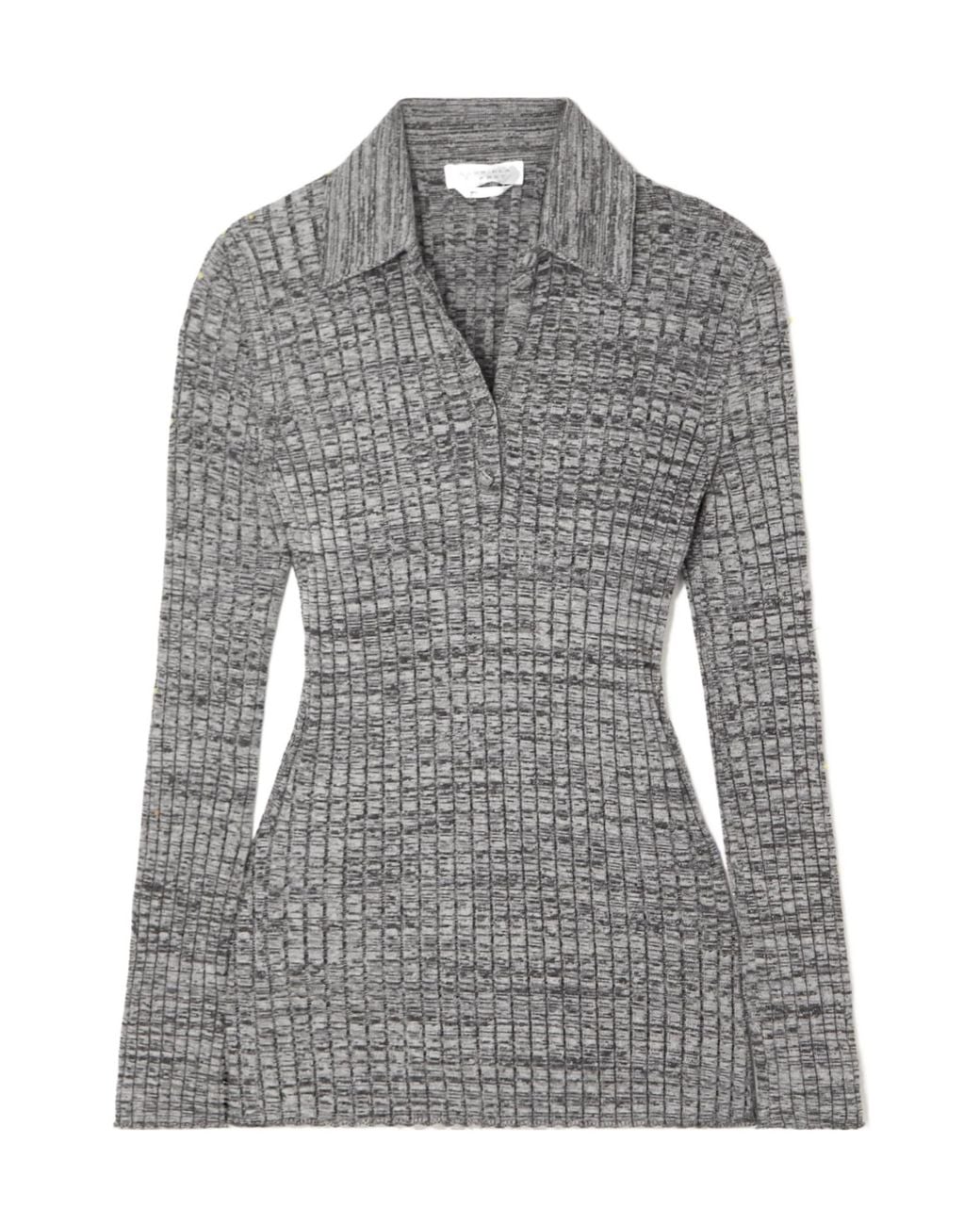 Gabriela Hearst Gray Long-Sleeved Knit Polo Shirt
