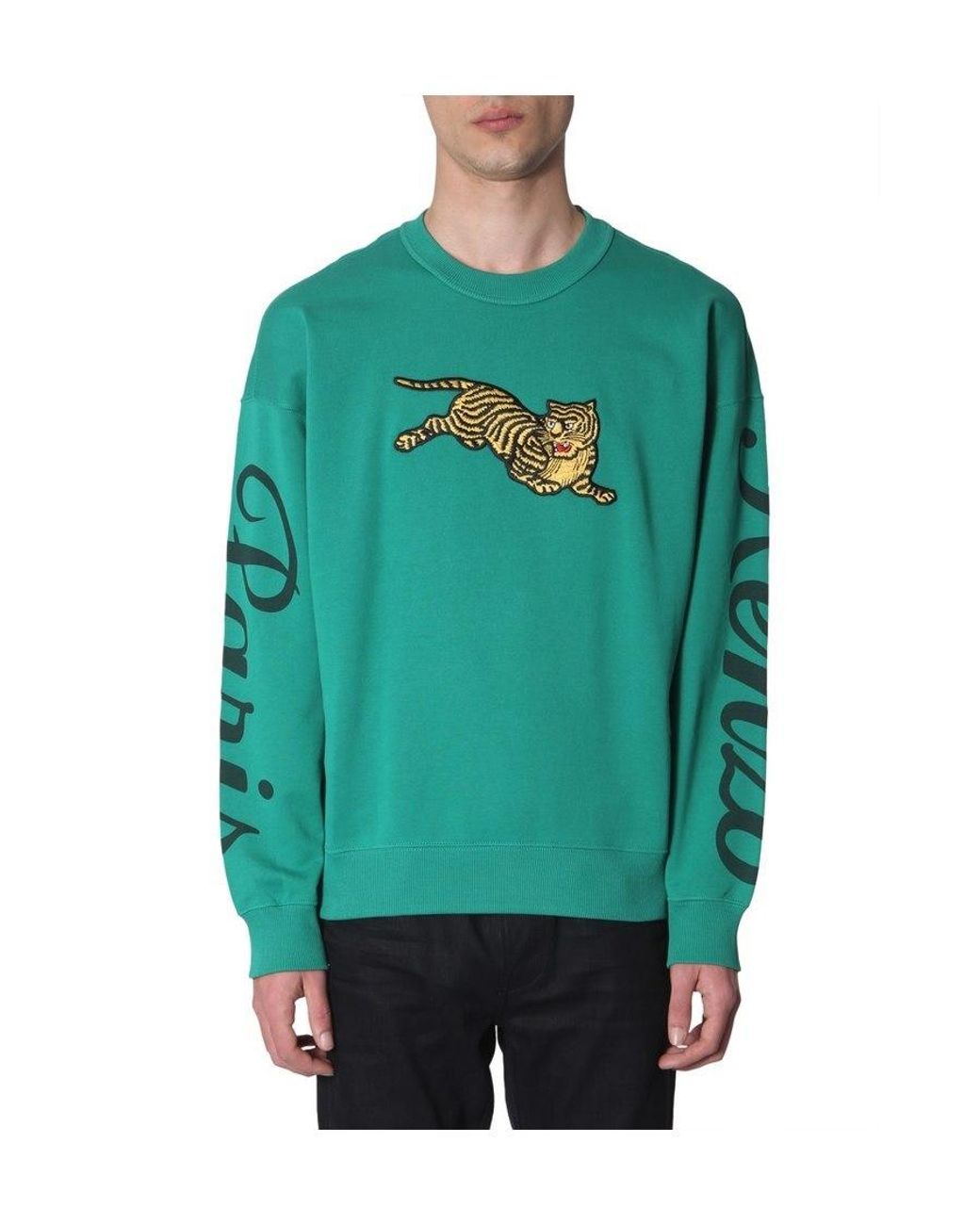 KENZO Green Flying Tiger Embroidered Sweatshirt for men
