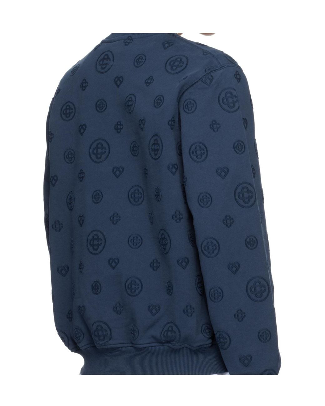 Casablanca Blue All-Over-Pattern Round-Neck Sweatshirt for men