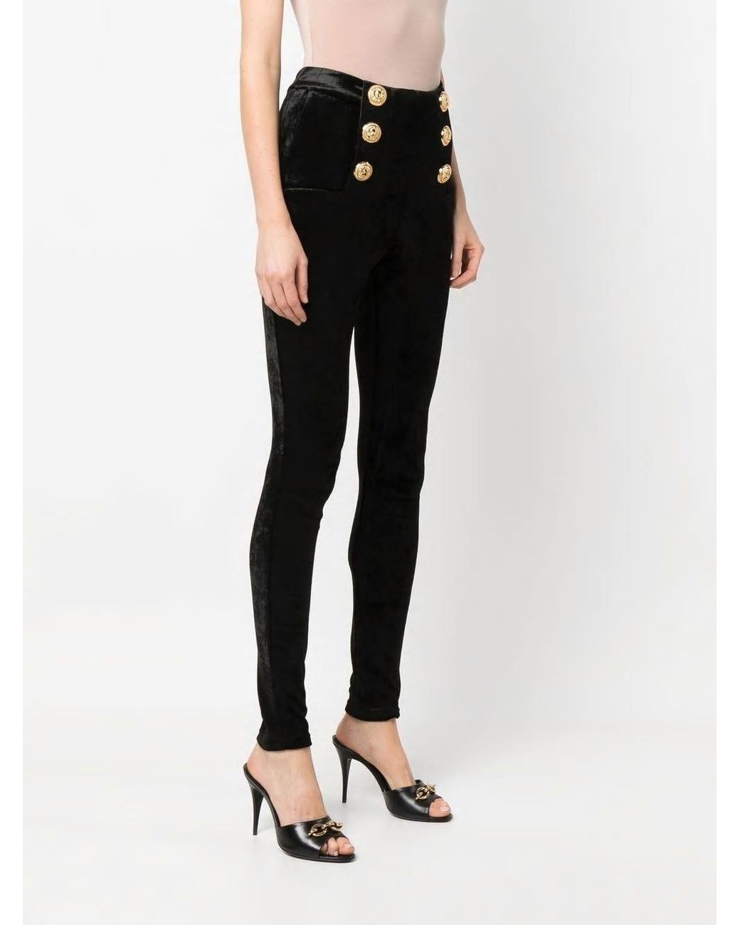 Balmain Black Skinny Velvet Trousers