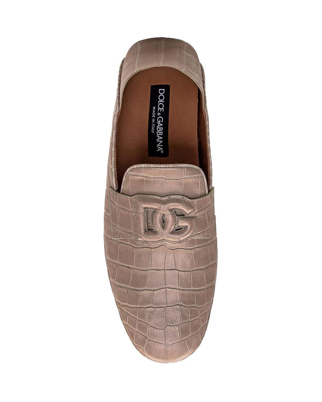Dolce & Gabbana Brown Dg Logo Embossed Almond Toe Loafers for men