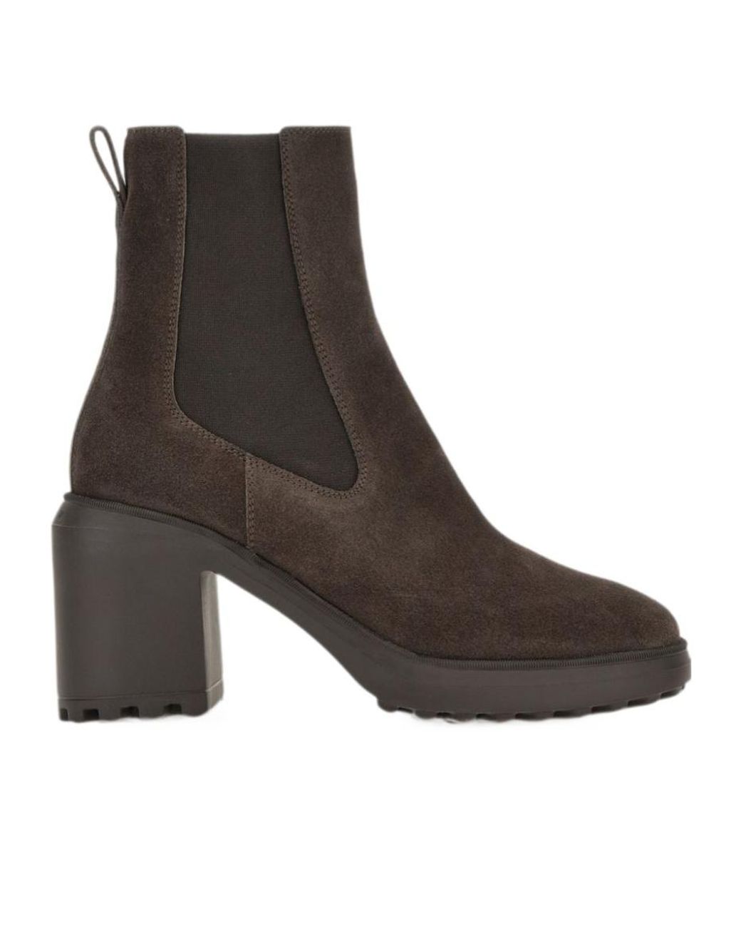 Hogan Brown Block Heel Chelsea Boots
