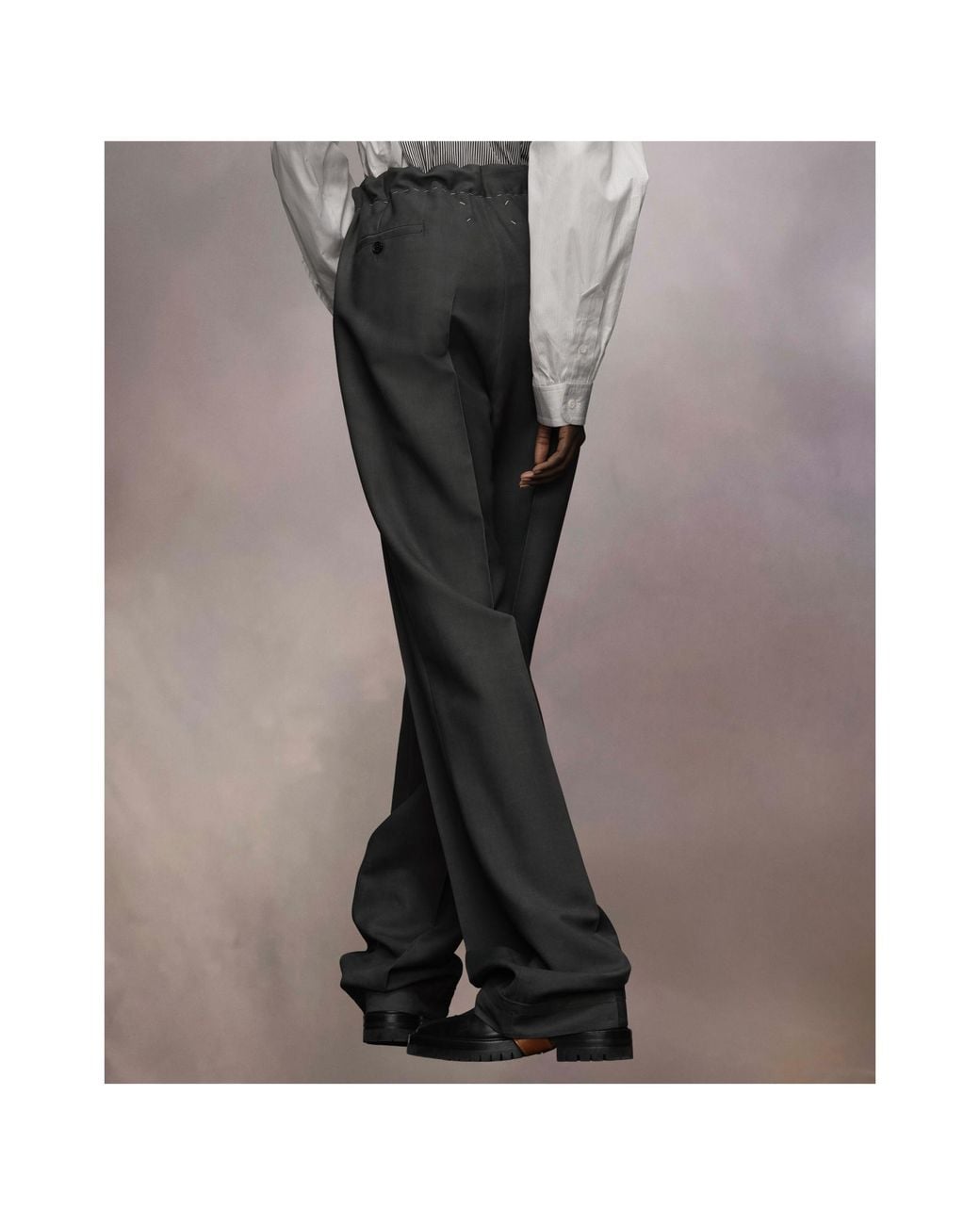 Maison Margiela Black Drawstring Straight-Leg Trousers