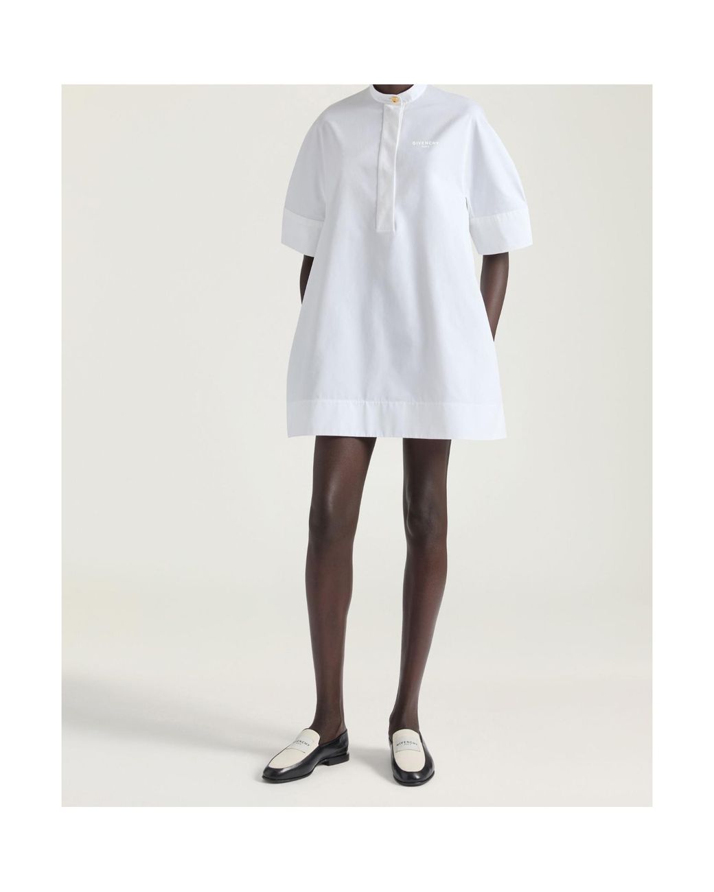 Givenchy White Stand-Collar Mini Shirt Dress