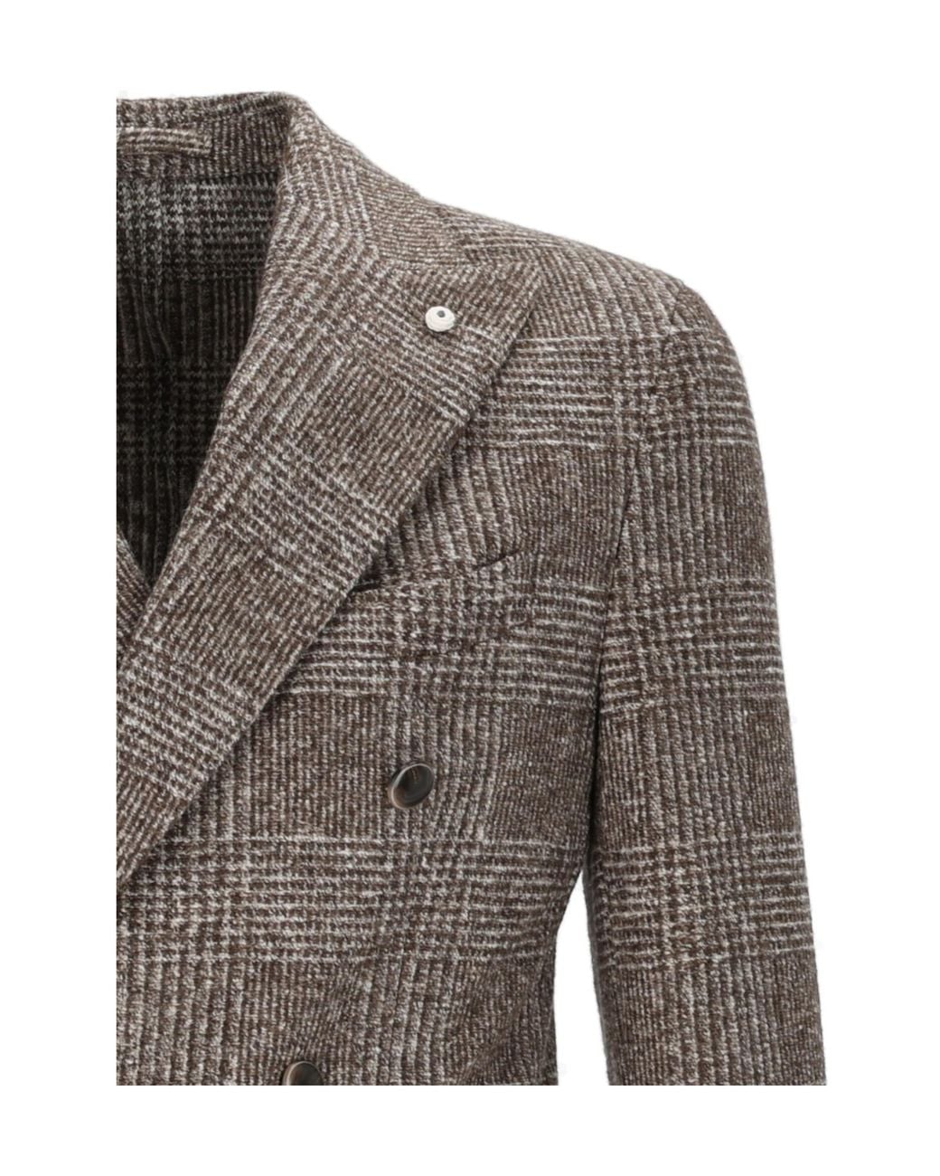 Lubiam Brown Double-Breasted Suit Jacket for men