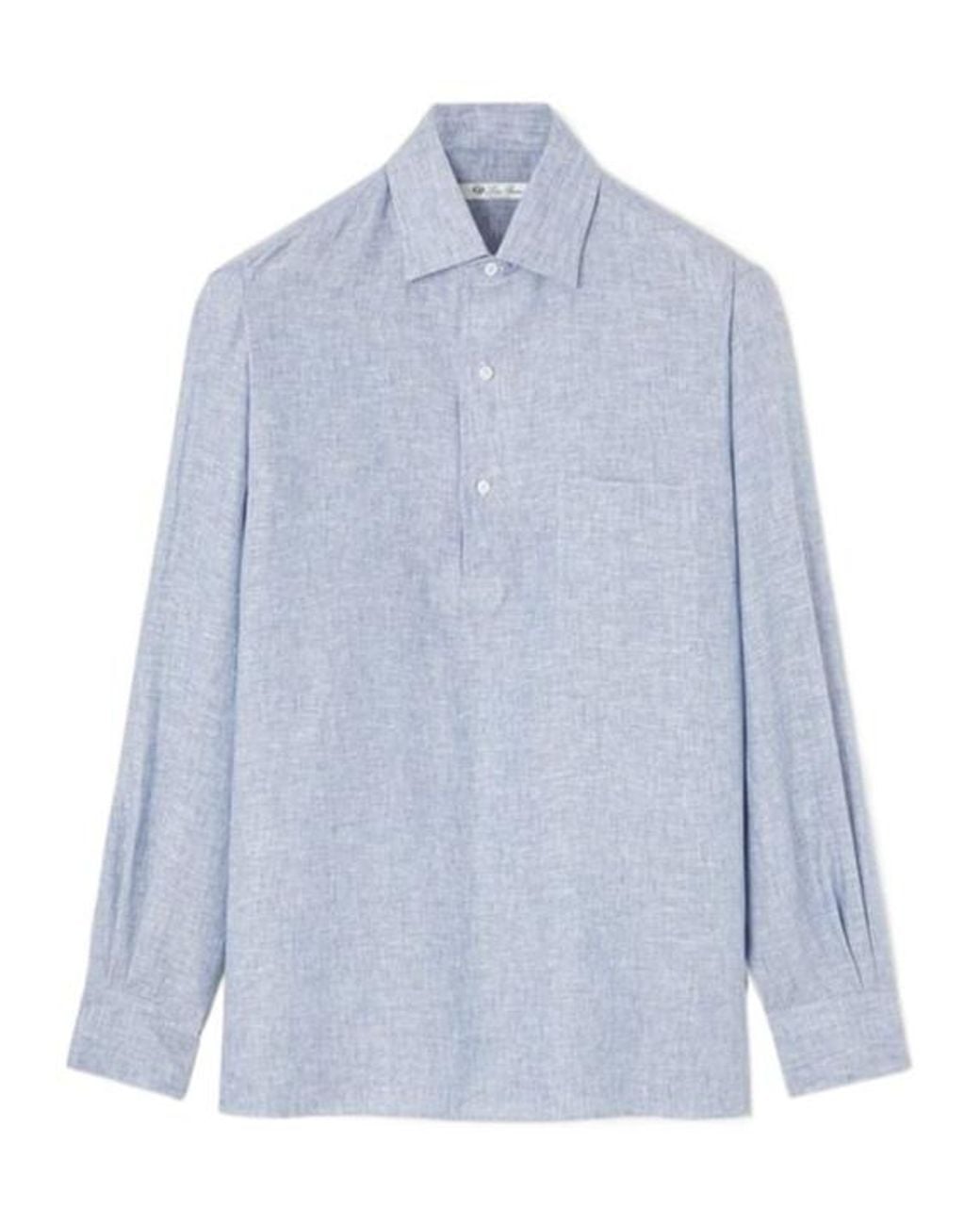 Loro Piana Blue Andre Button-Fastening Linen Shirt for men