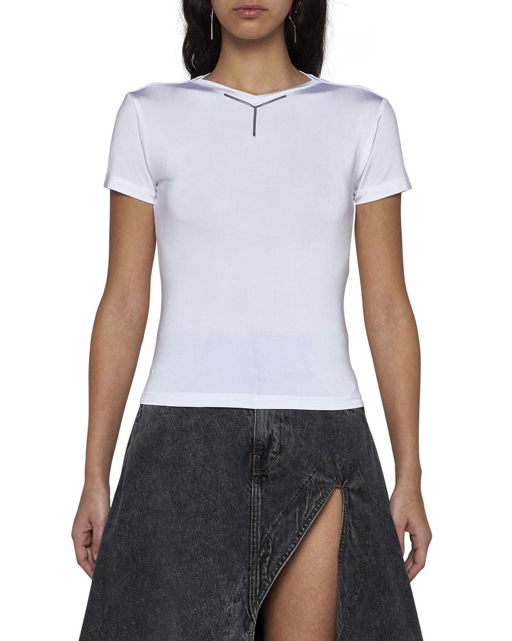 Y. Project White Y Detailed Crewneck T-Shirt