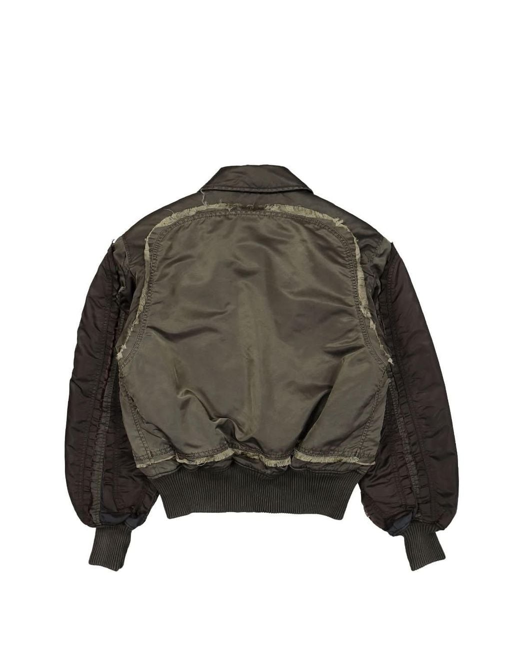 M I S B H V Gray Deconstructed Bomber Jacket