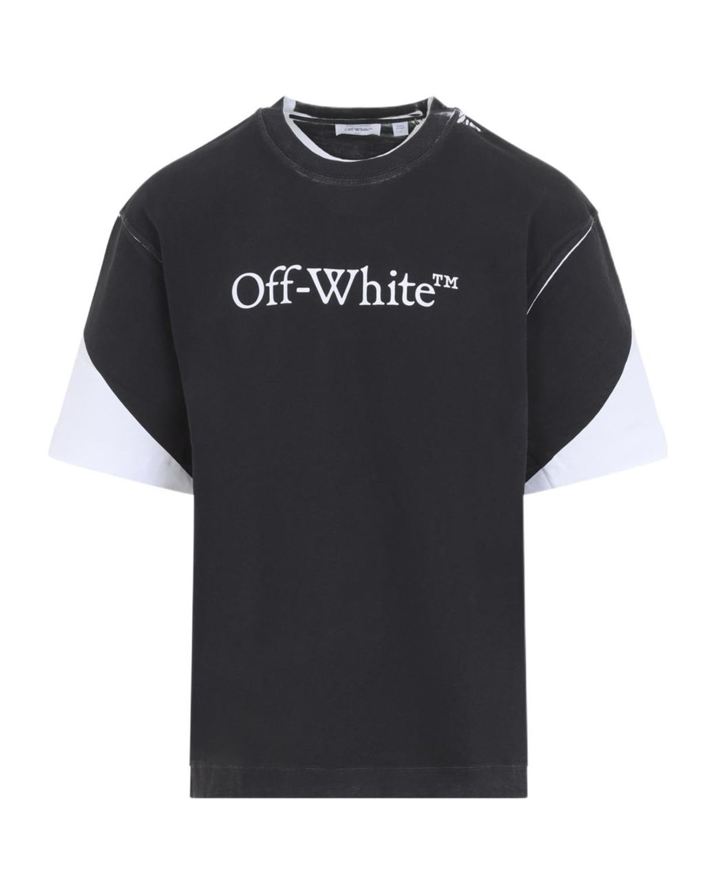 Off-White c/o Virgil Abloh Black Logo-Print Panelled T-Shirt for men