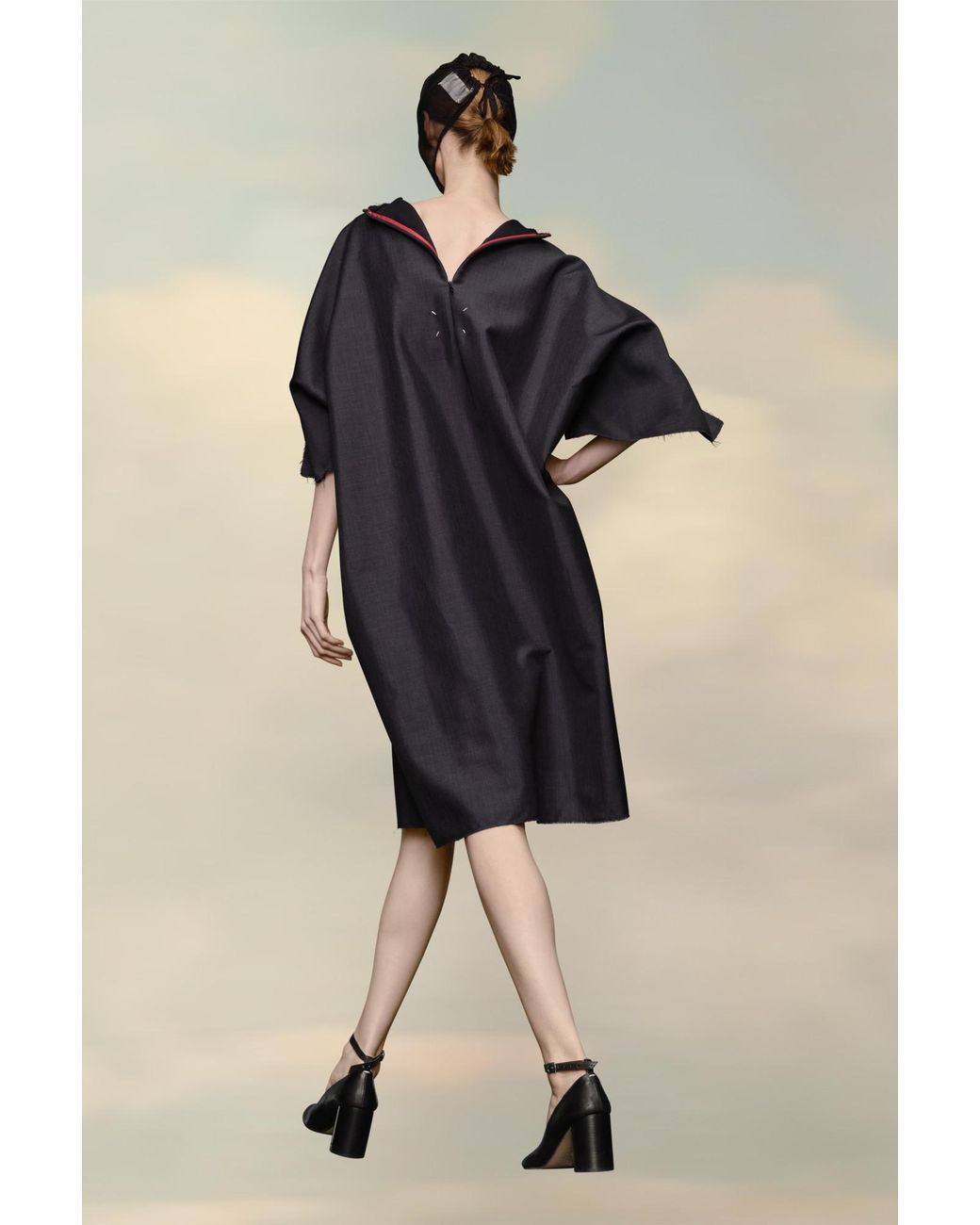 Maison Margiela Black Crewneck Frayed Edge Dress