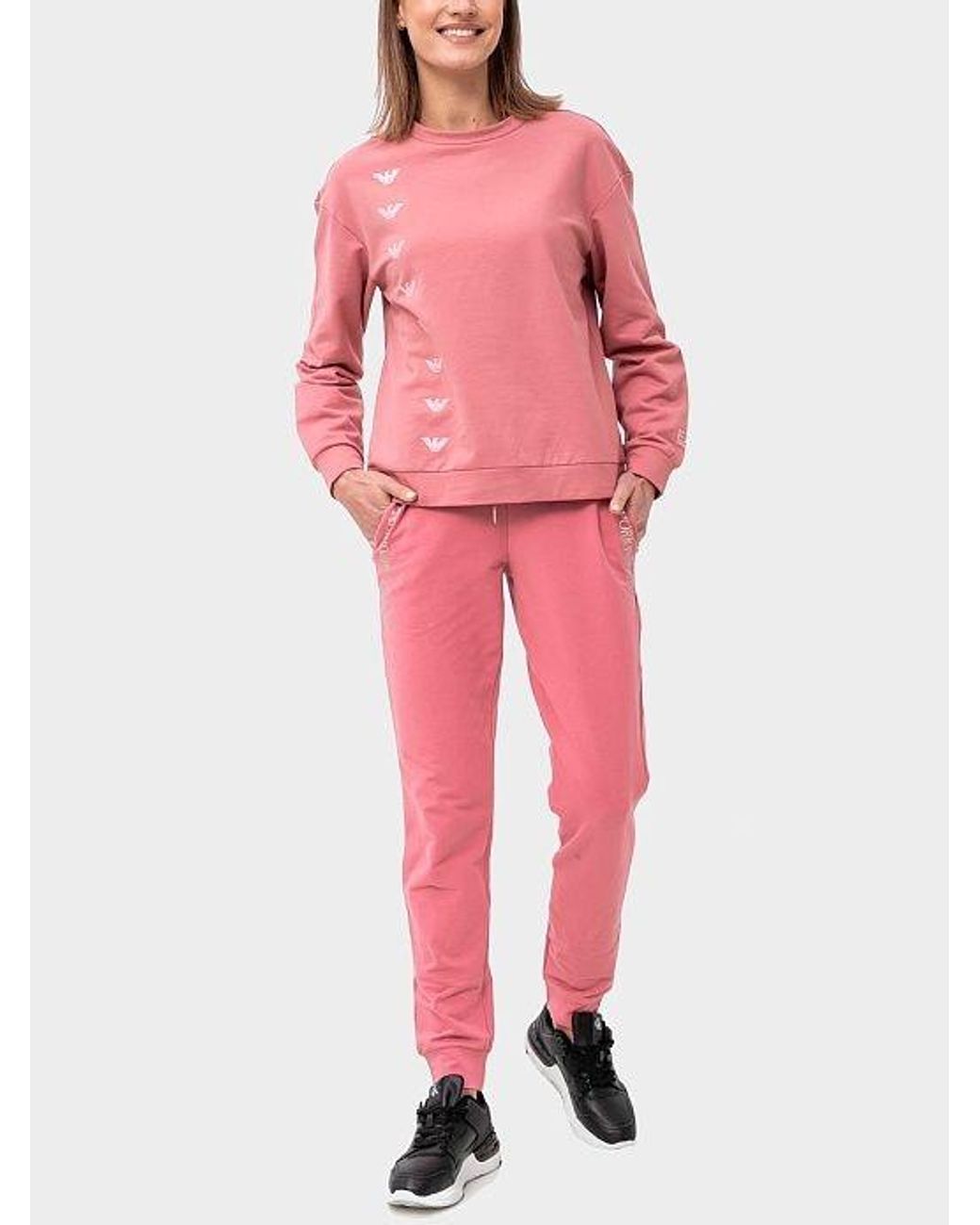EA7 Pink Round Collar Logo Sweater