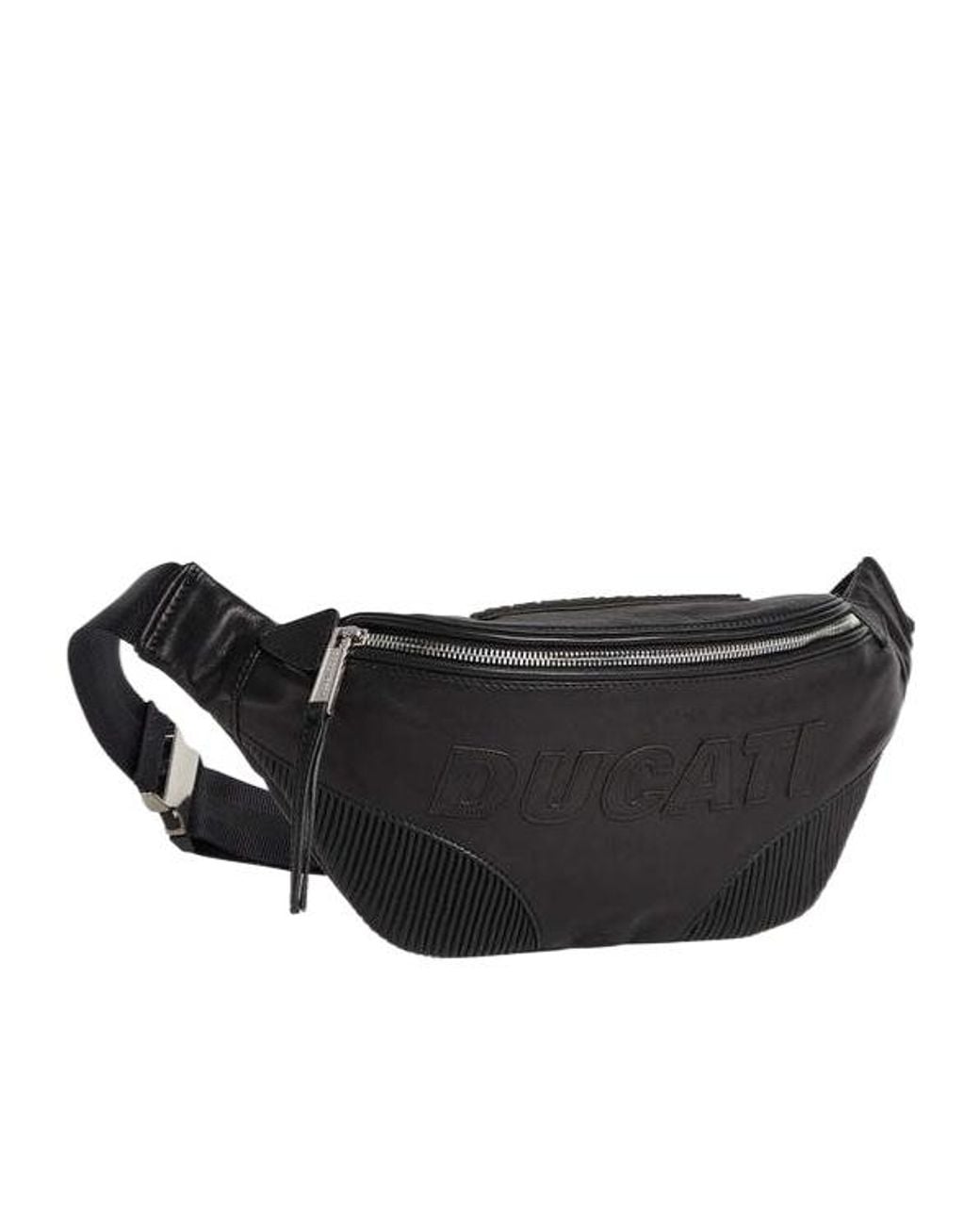 DSquared² Black X Ducati Logo Patch Belt Bag for men