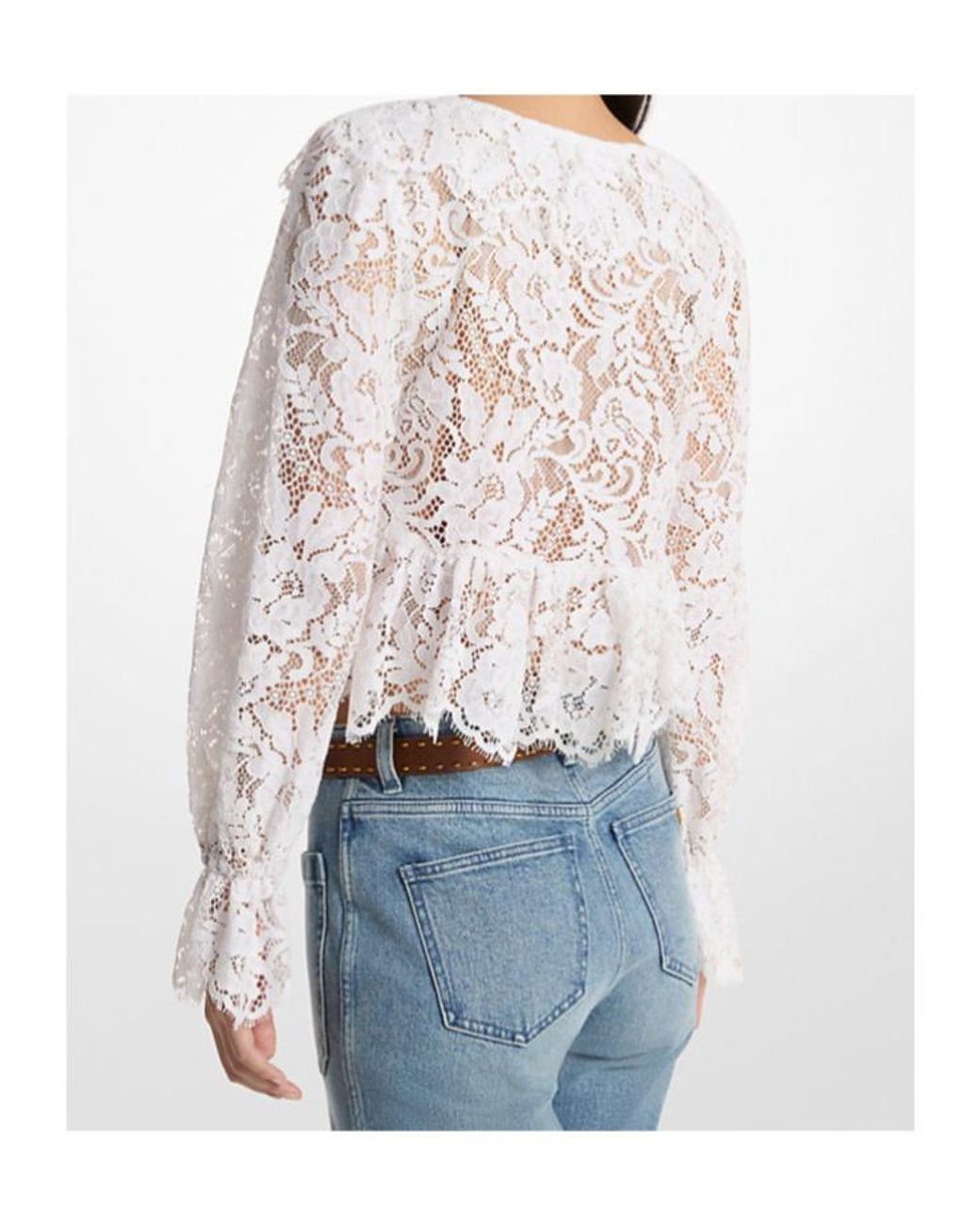 MICHAEL Michael Kors White Corded Floral Lace Blouse