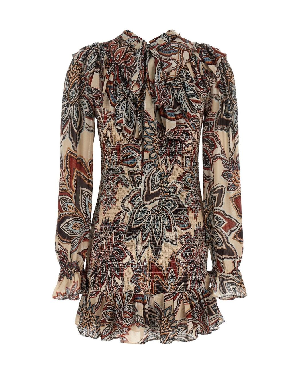 Farm Rio Brown Ruffled Floral Mini Dress