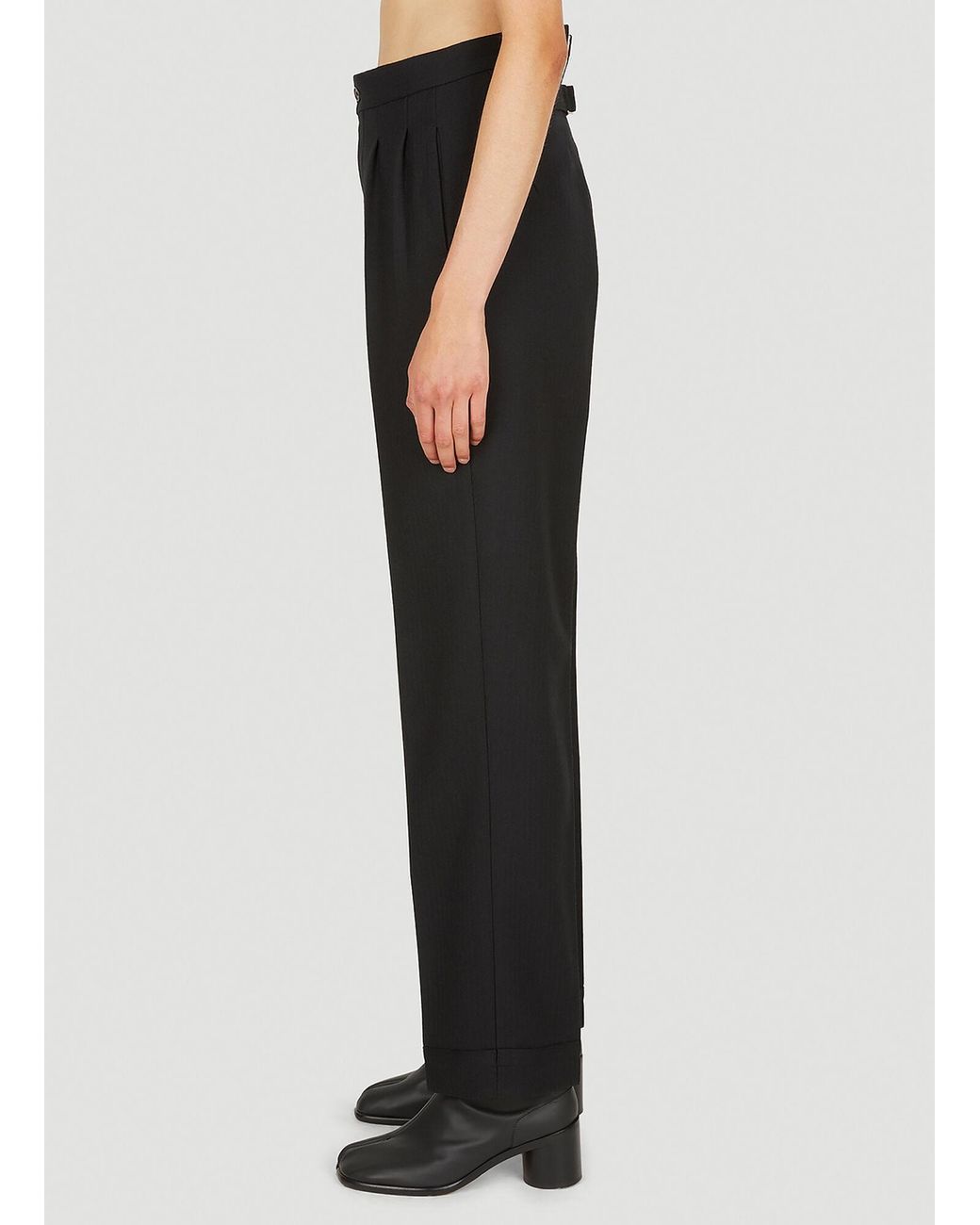 Maison Margiela Blue High-Waist Pressed Crease Trousers