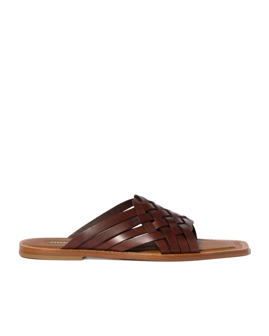 Miu Miu Brown Woven Flat Sandals