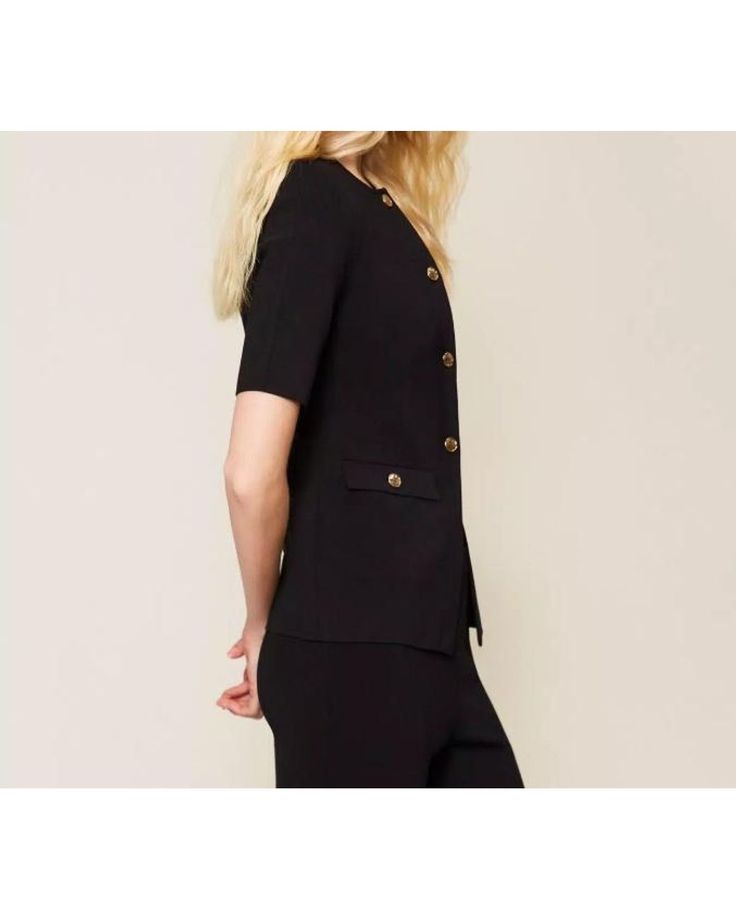 Twinset Black Button-Up Cardigan