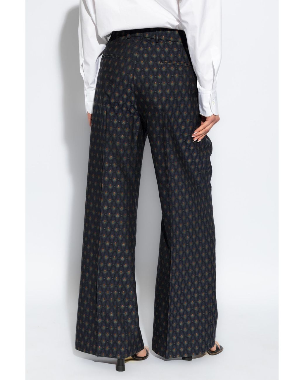 Etro Blue Decorative Pattern Straight Leg Pants