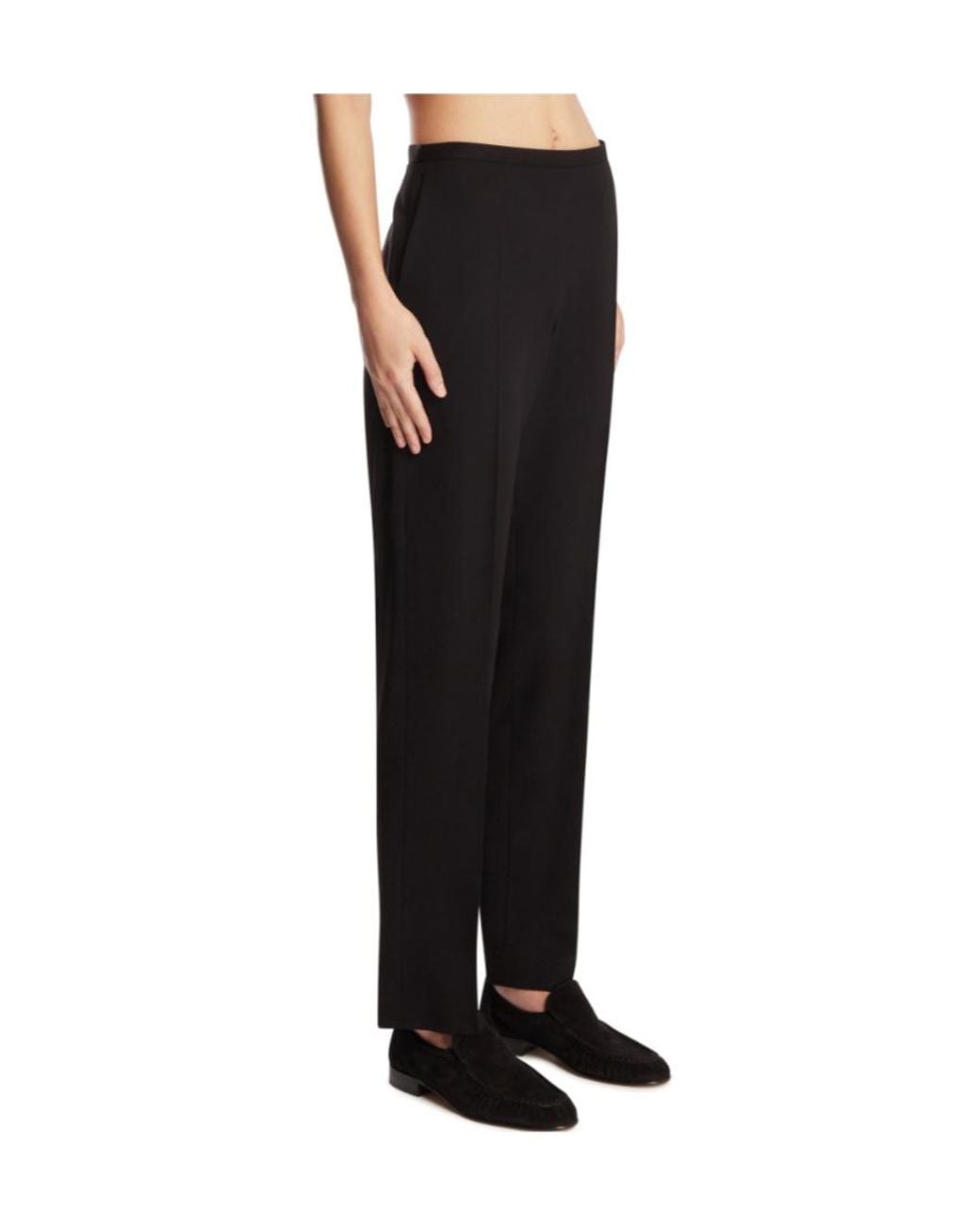 The Row Black Pressed Crease Straight Leg Trousers