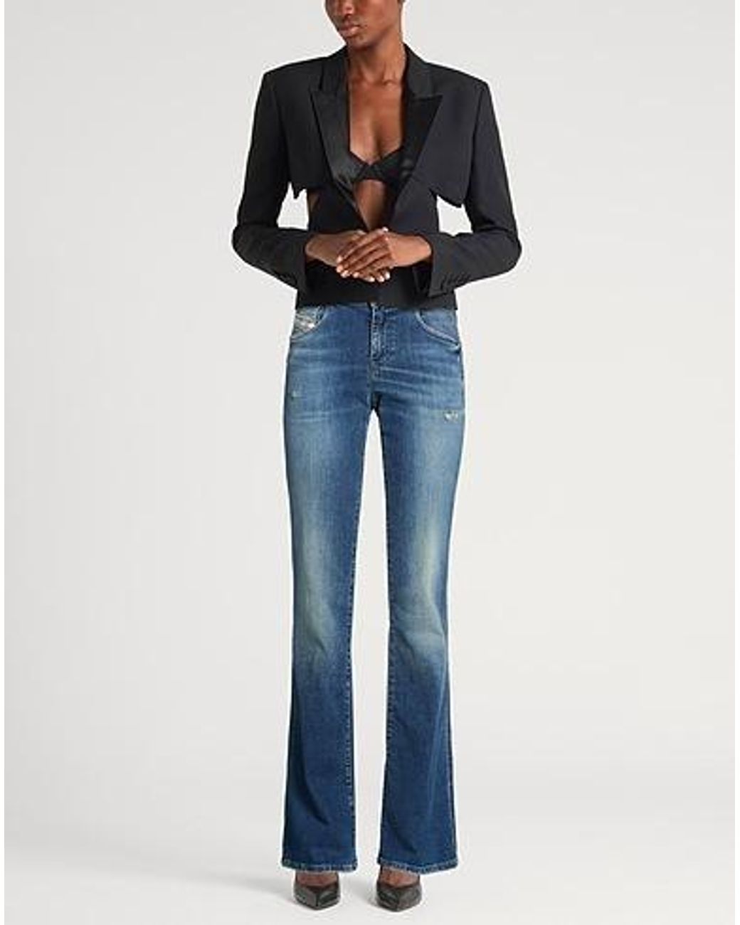 DIESEL Blue Denim Stretch Boot-Shaped Pants