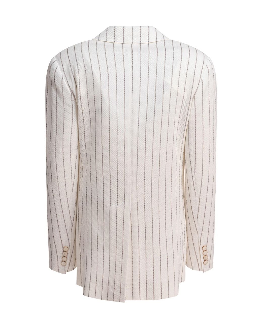 Max Mara White Jadi Striped Single-Breasted Tailored Blazer