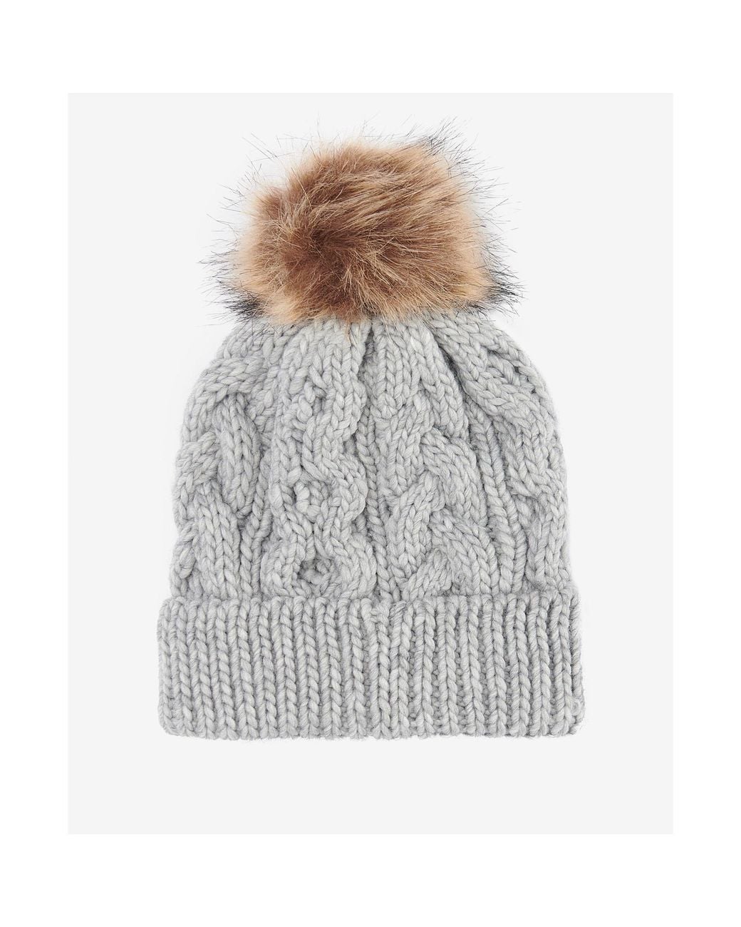 Barbour Gray Classic Cable Knit Beanie