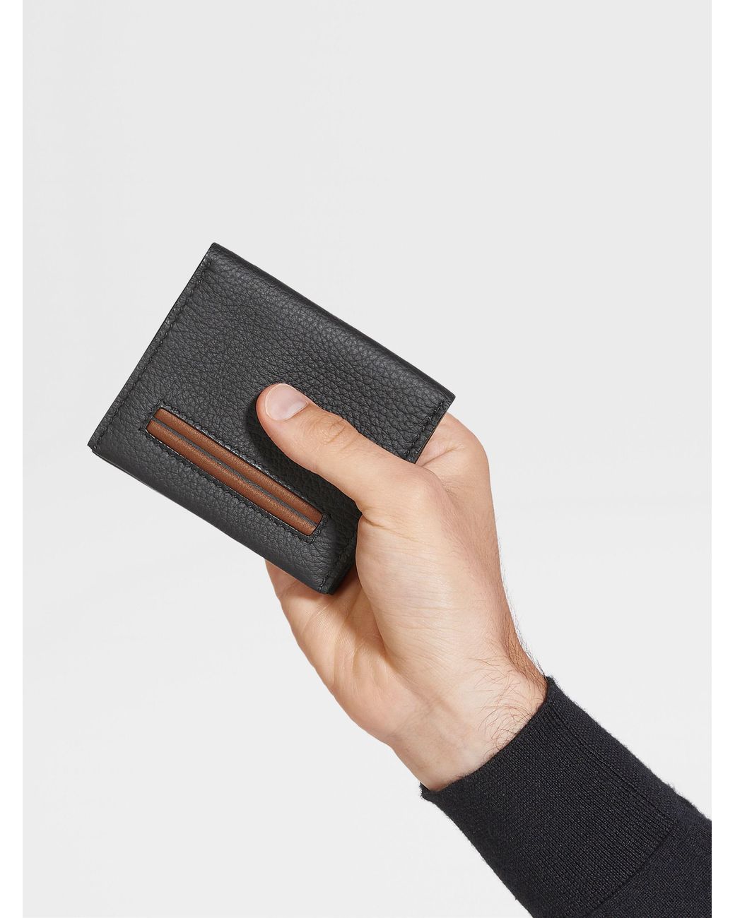 Zegna Gray Foldable Card Case for men