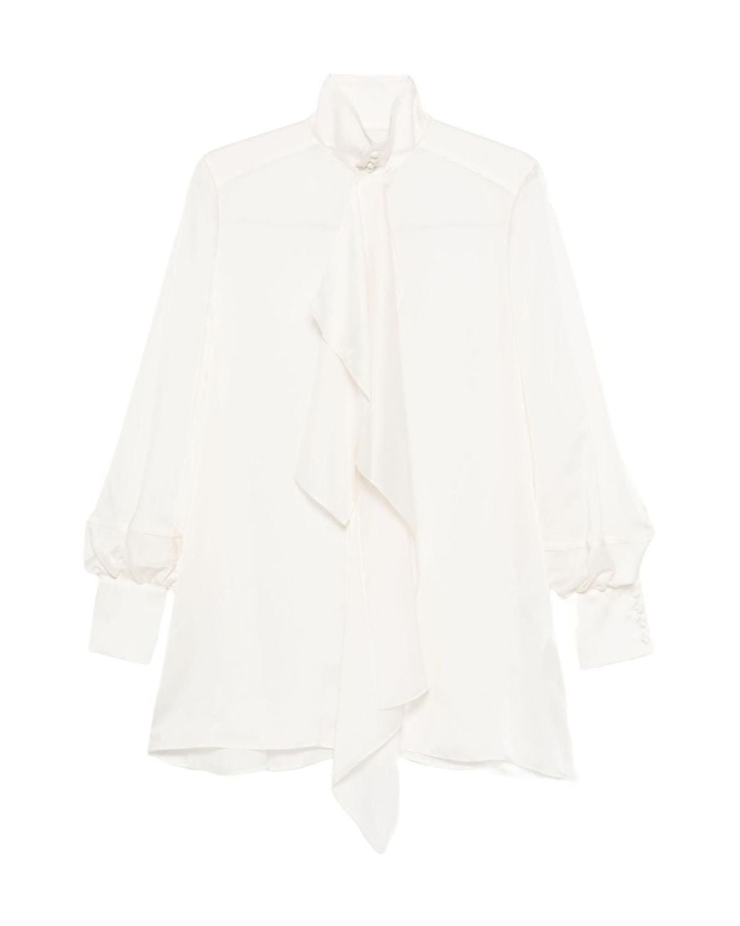 Sacai White Ruffled Satin Dress