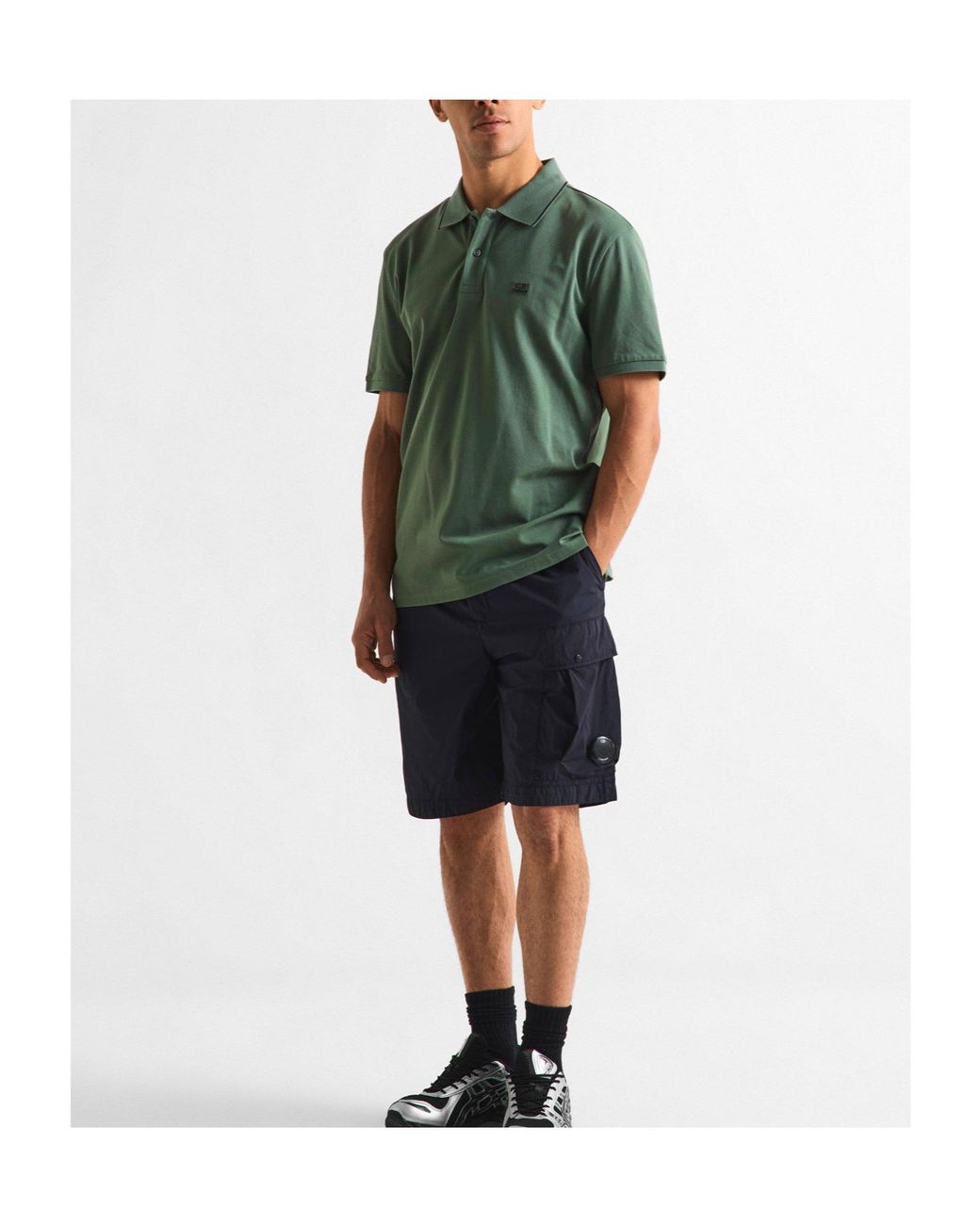 C P Company Black Versatile Minimalist Cargo Shorts for men