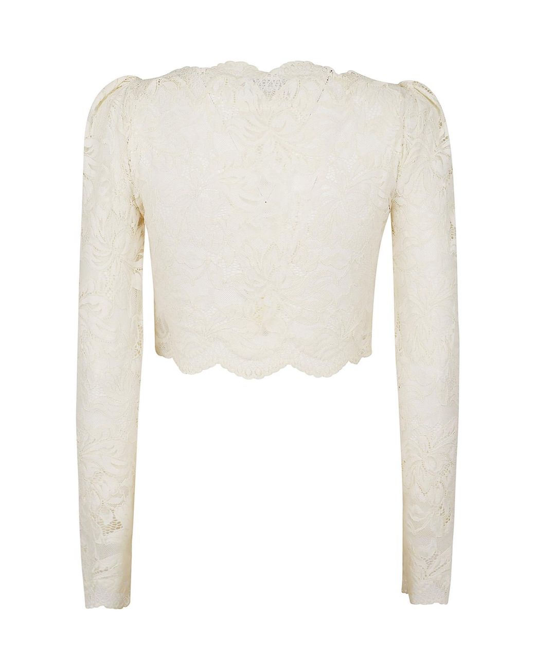 Rabanne White Long-Sleeve Laced Crop Top