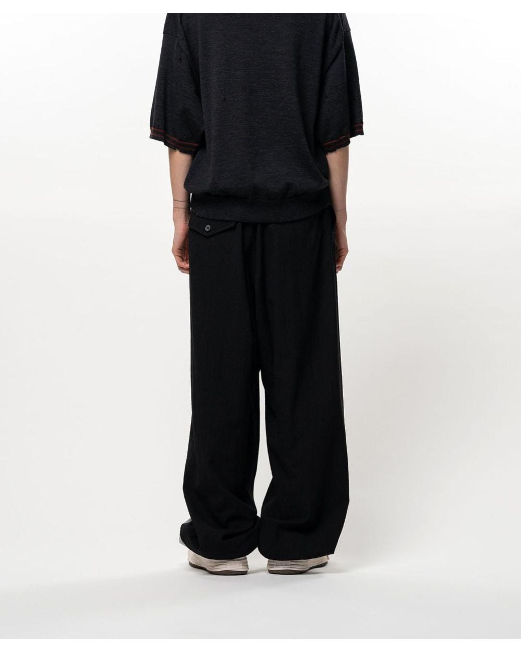 Maison Mihara Yasuhiro Black Sweat Layered Wool Pants for men