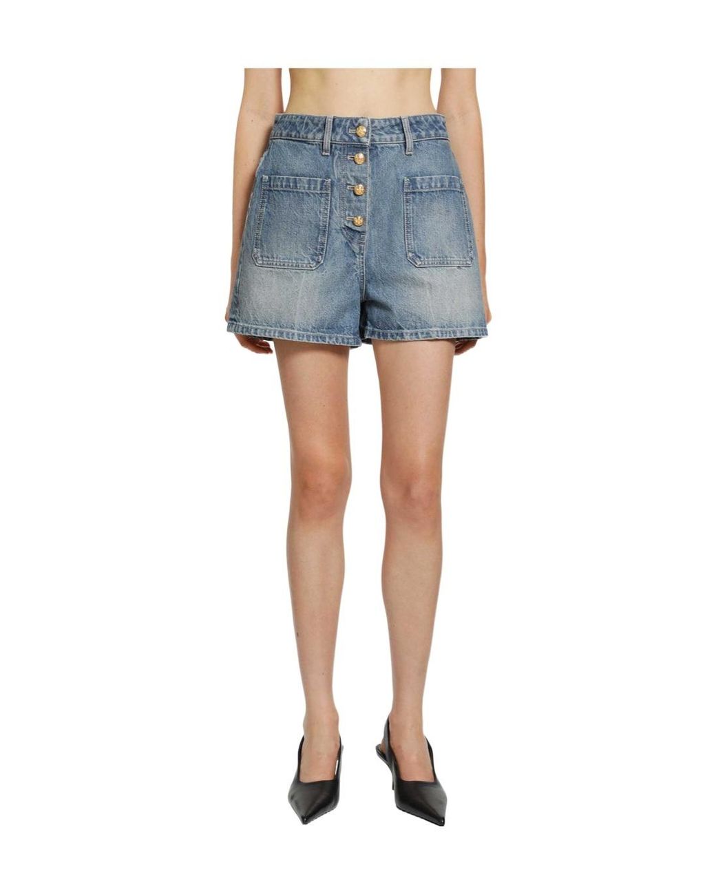 Valentino Blue Button Detailed Denim Shorts
