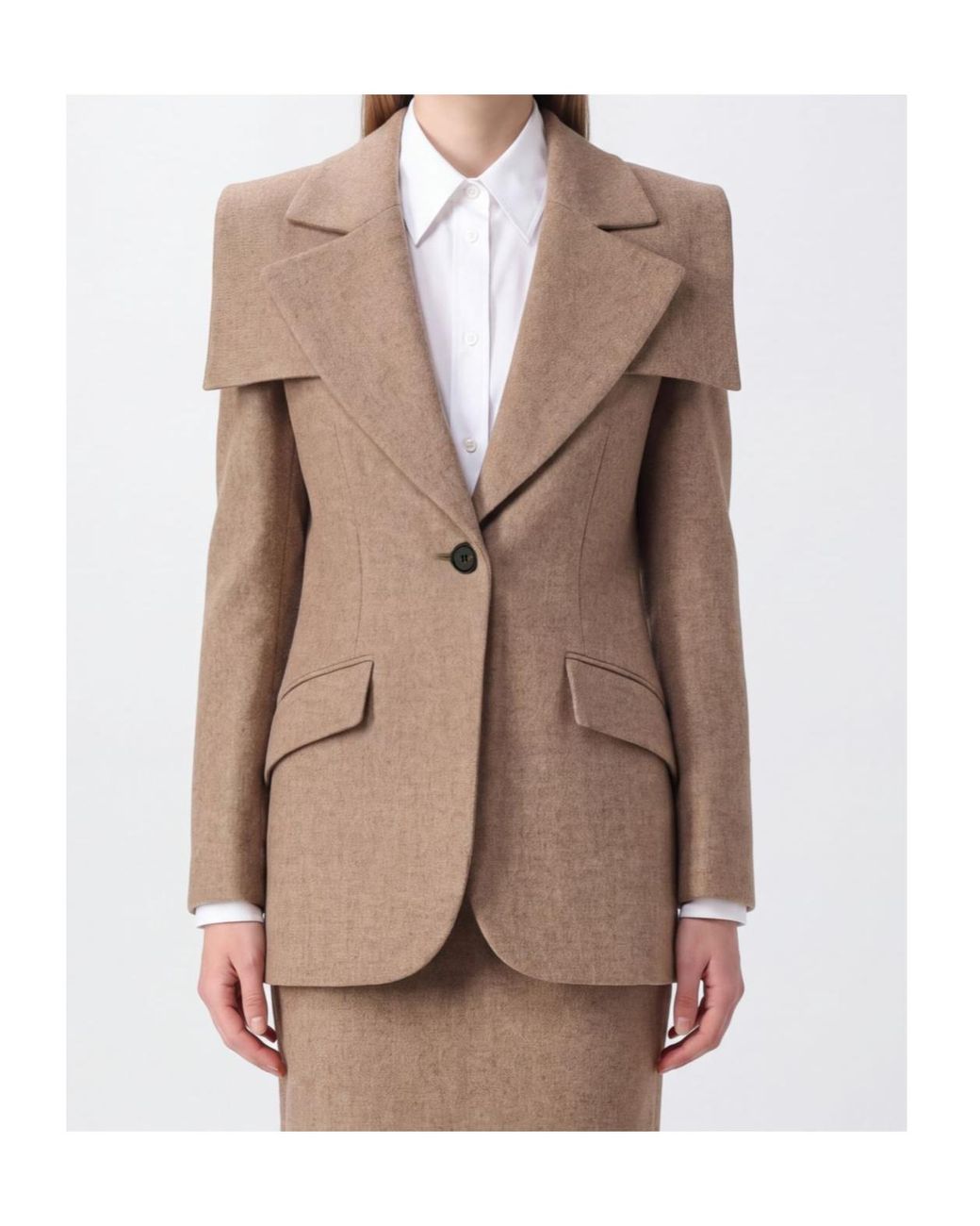 Chloé Natural Chloé Winter Cape-Detail Blazer