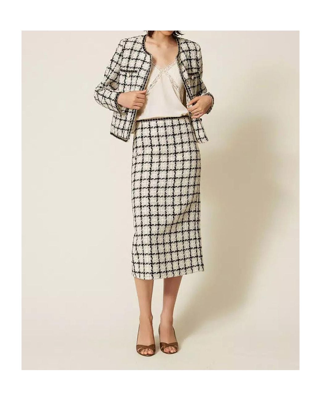 Twinset Multicolor Button-Up Bouclé Jacket