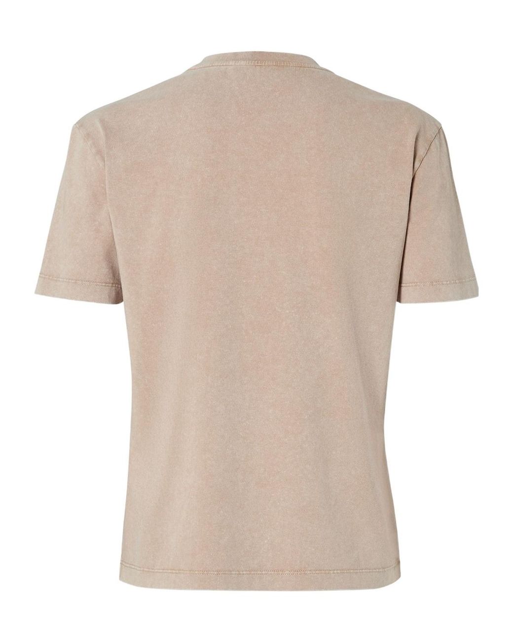 Fendi Natural Logo Stamp Embossed Crewneck T-Shirt