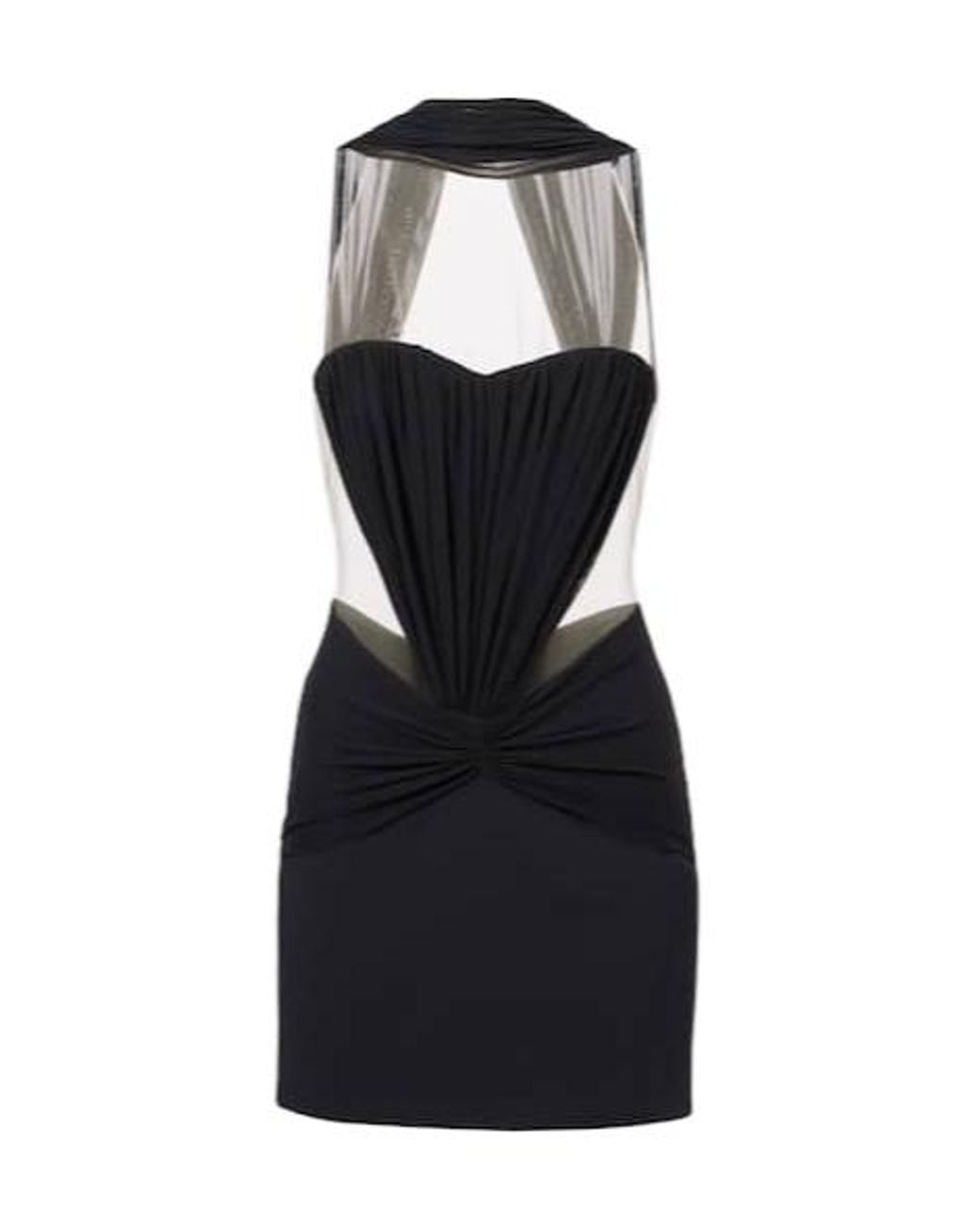 David Koma Black Scarf-Detail Ruched Minidress