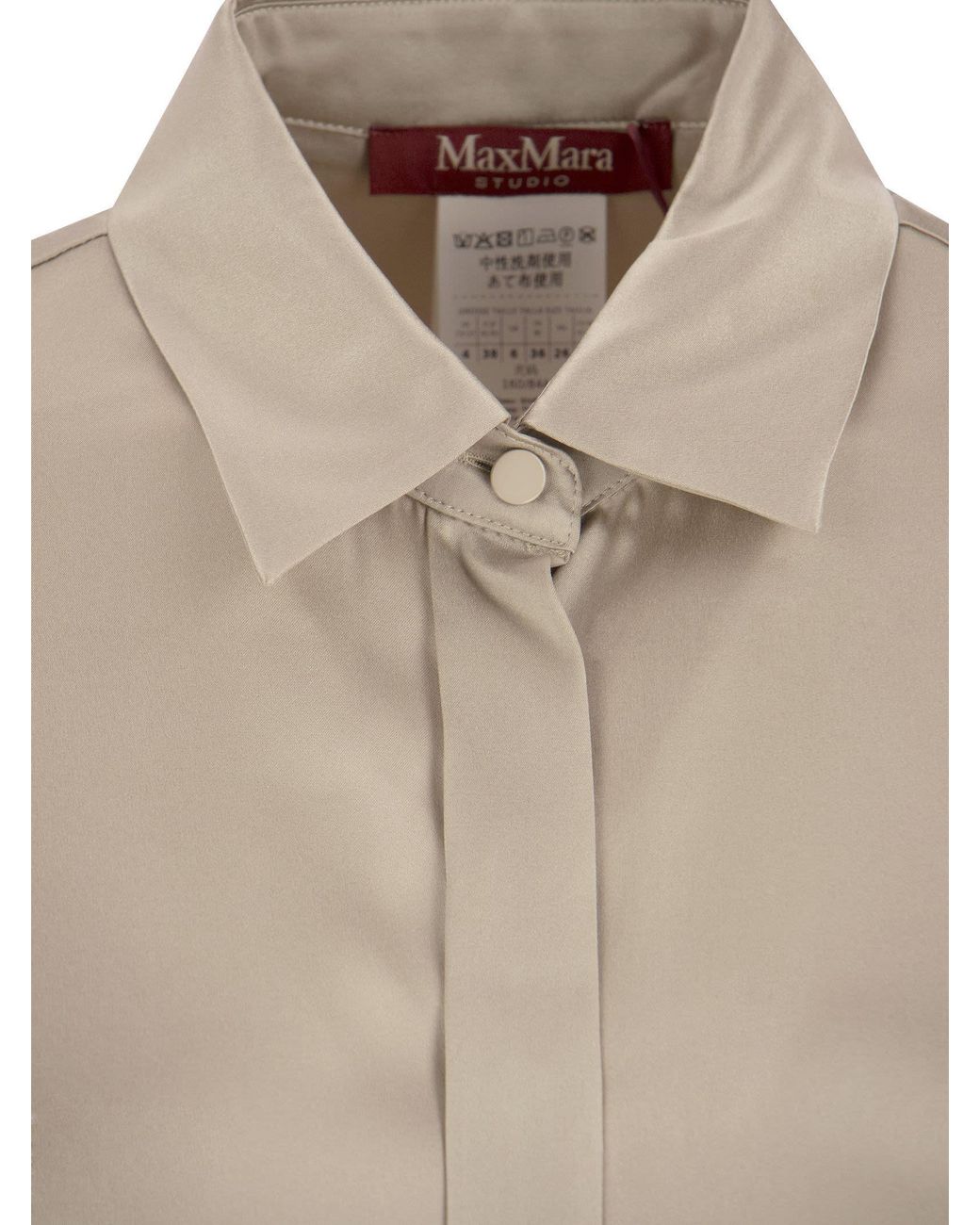 Max Mara Natural Long-Sleeved Pointed Collar Shirt
