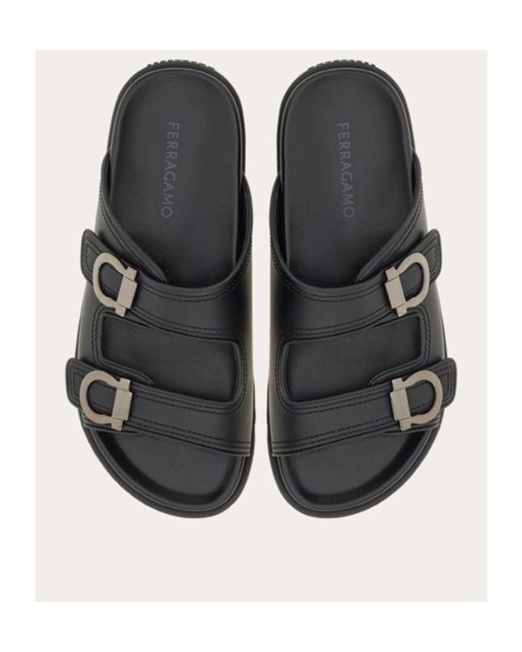 Ferragamo Black Ferragamo Double-Strap Sandals for men