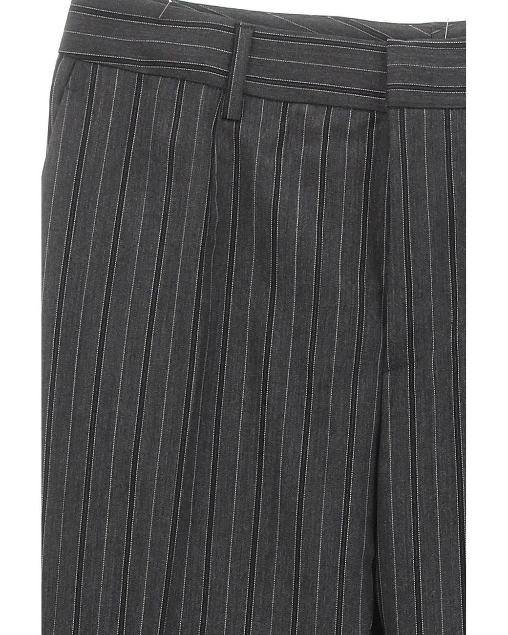 Alessandra Rich Gray Stripe Detailed Tailored Trousers